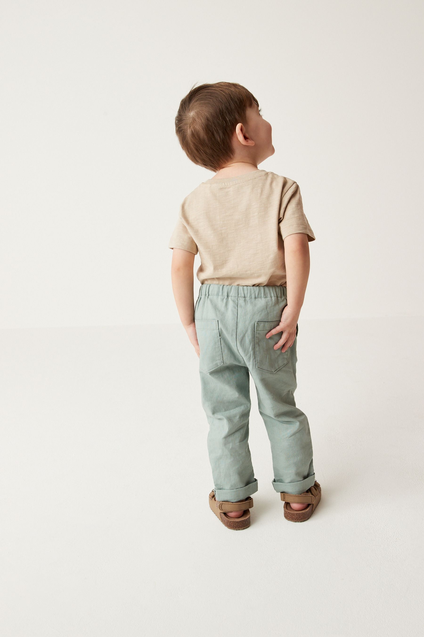 Green Linen Blend Pull-On Trousers (3mths-7yrs)