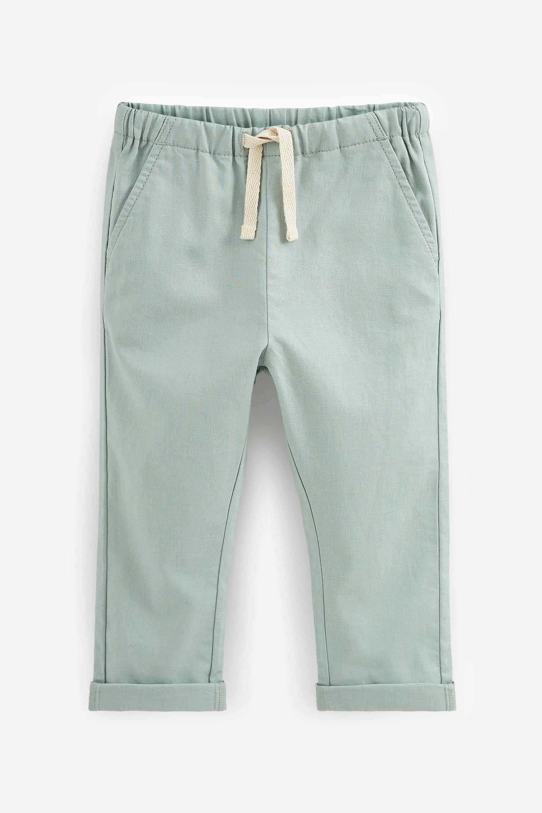 Green Linen Blend Pull-On Trousers (3mths-7yrs)