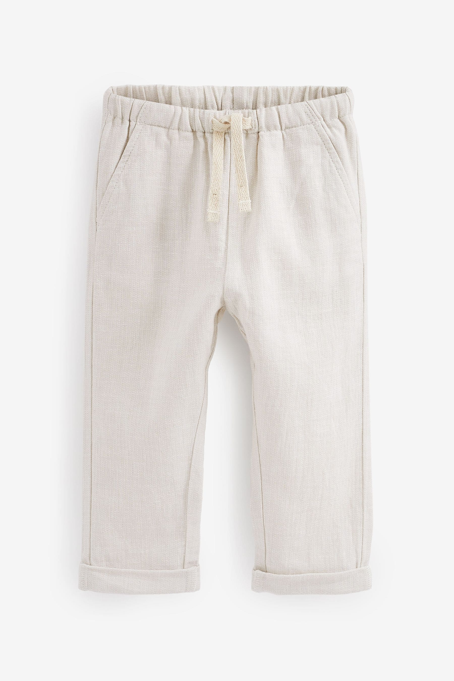 Ecru Cream Linen Blend Pull-On Trousers (3mths-7yrs)