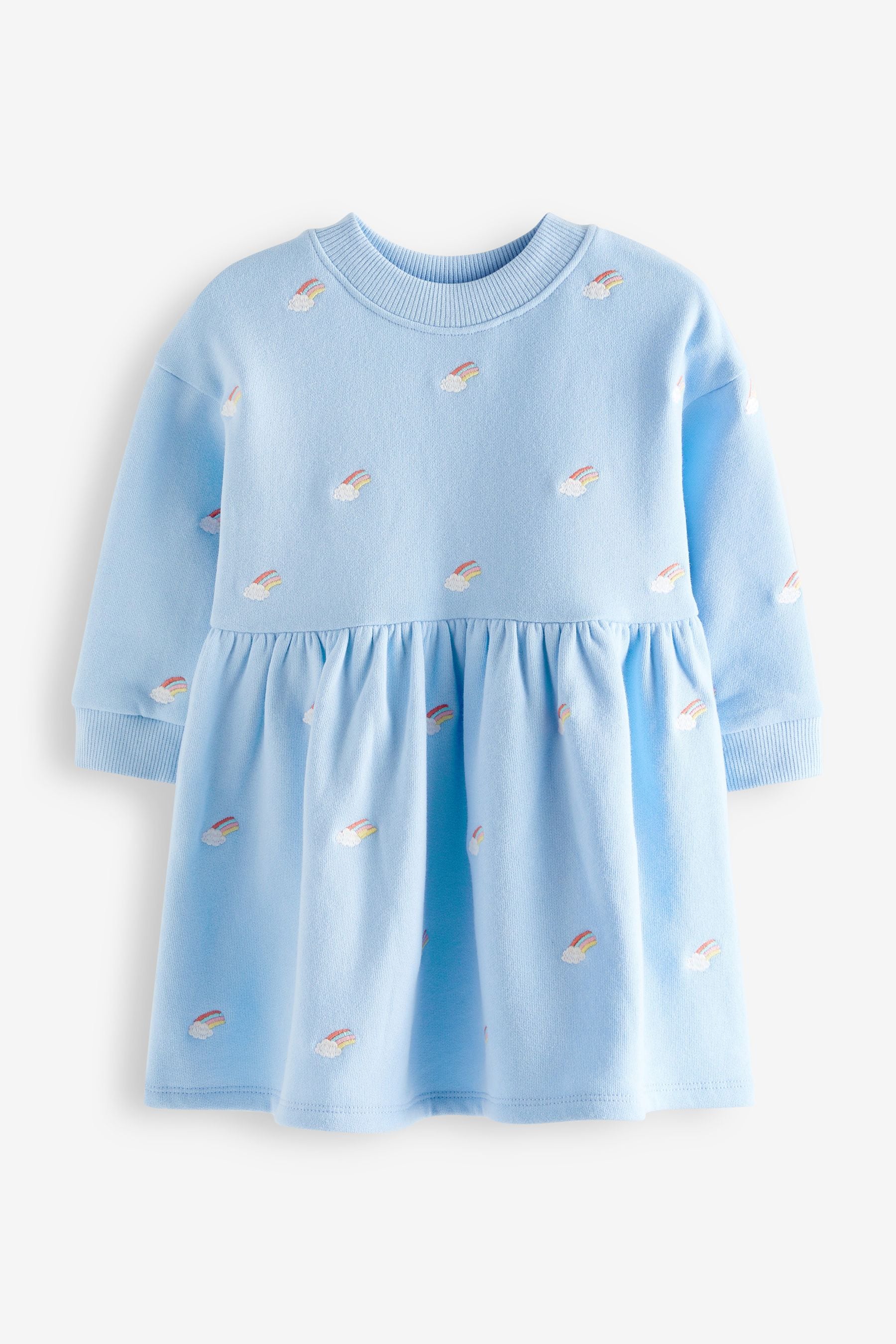 Blue Embroidered Sweat Dress (3mths-7yrs)