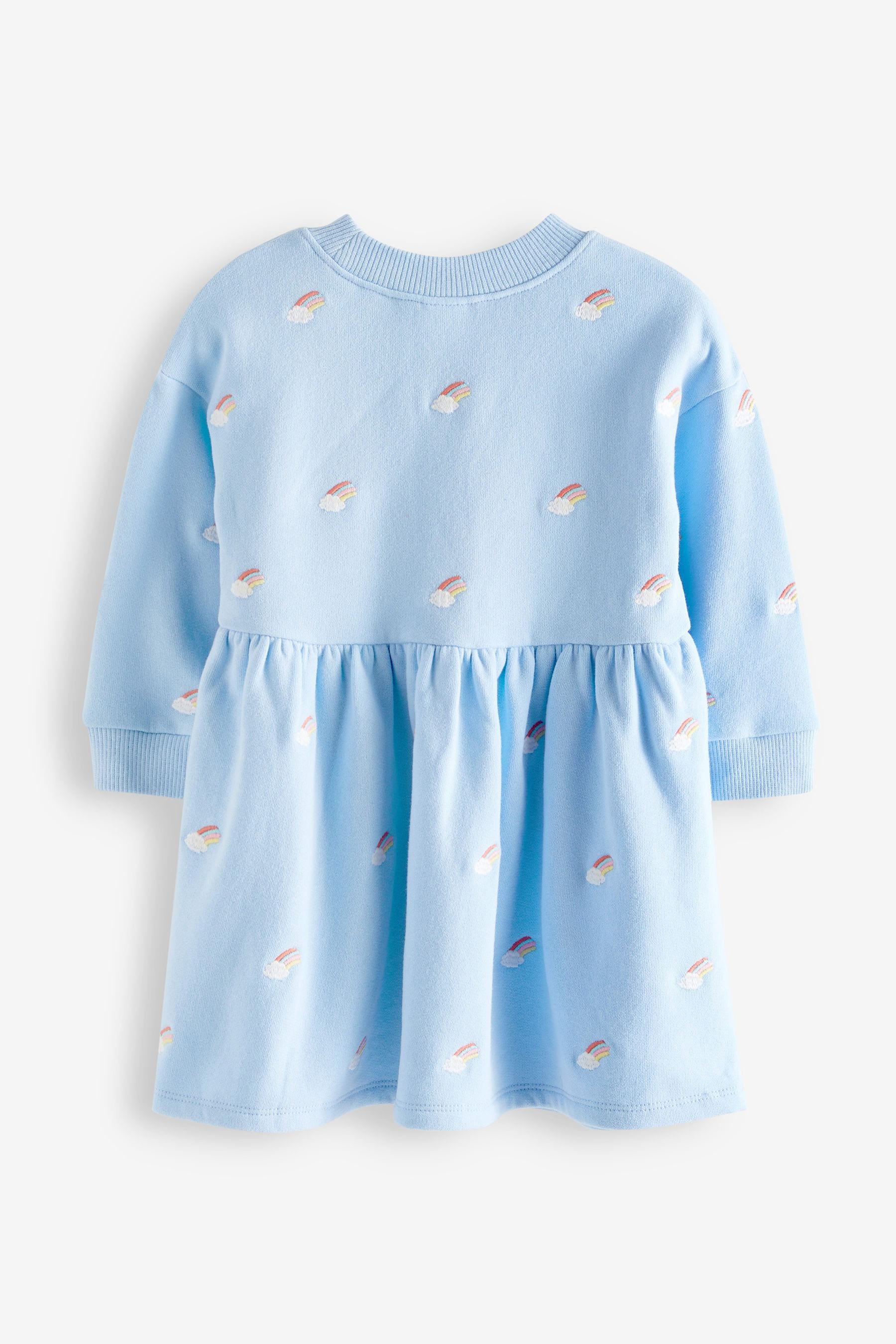 Blue Embroidered Sweat Dress (3mths-7yrs)