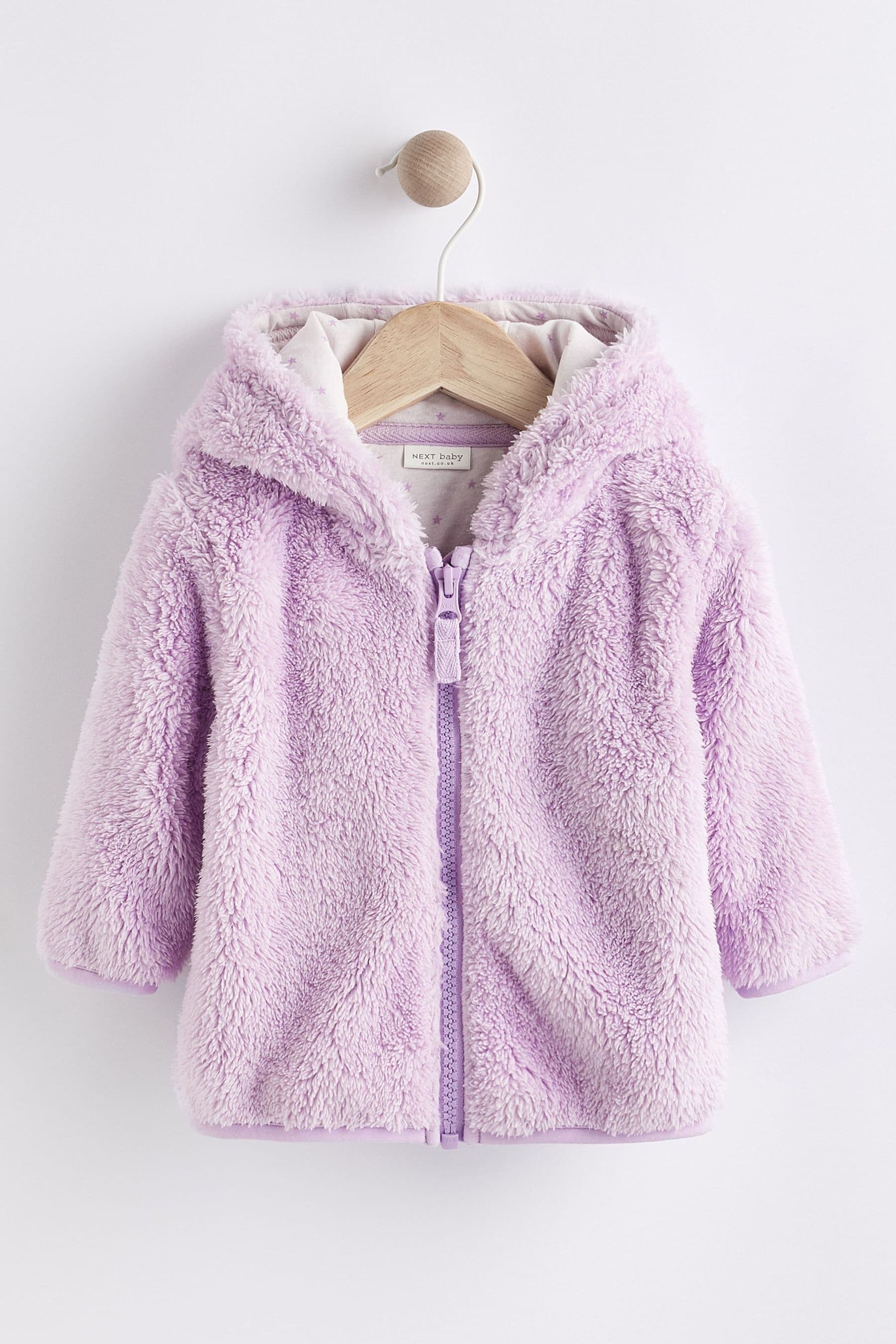 Lilac Purple Cosy Fleece Bear Baby Jacket