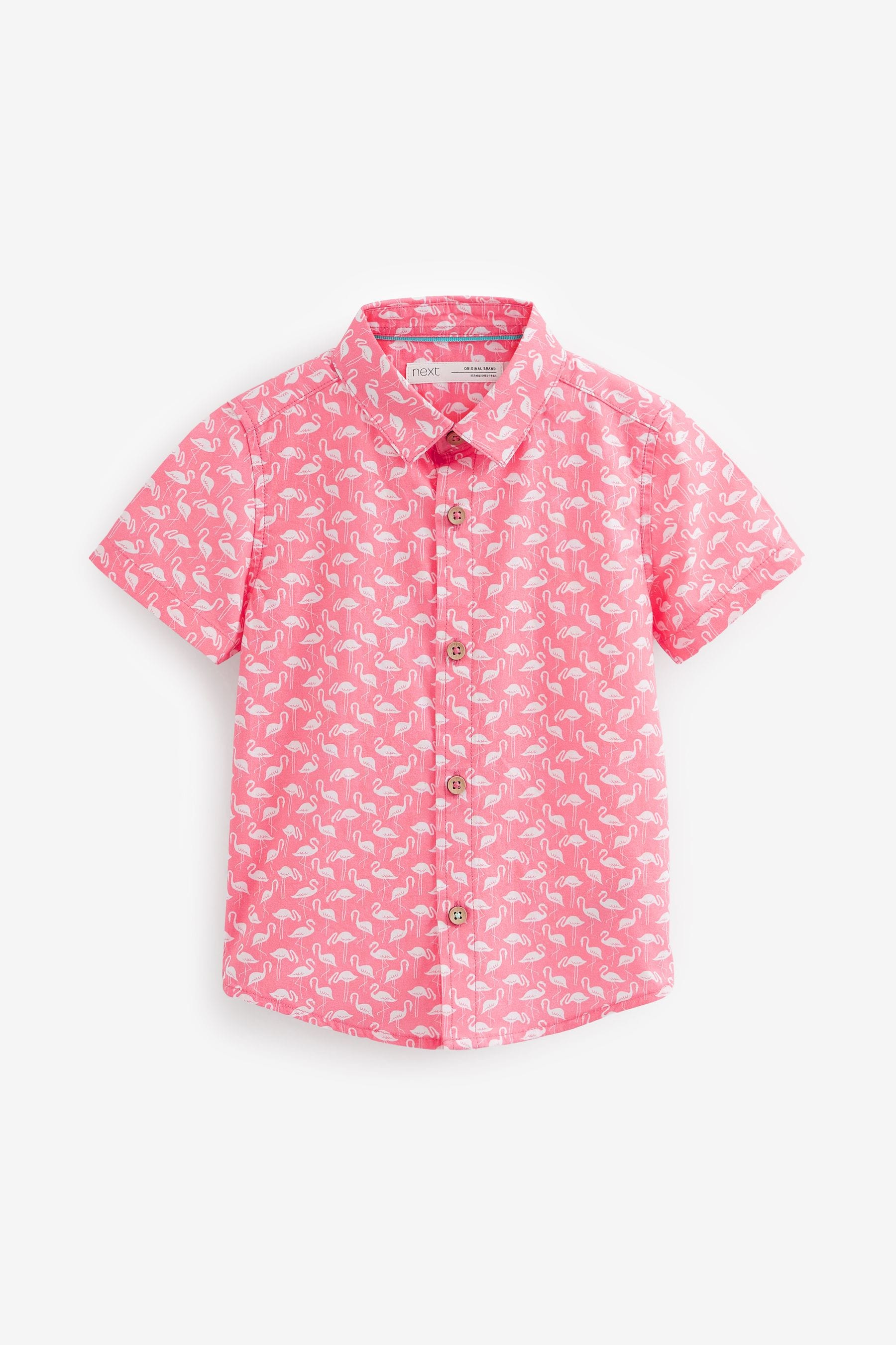 Pink Flamingo Printed Short Sleeve Shirt (3mths-7yrs)