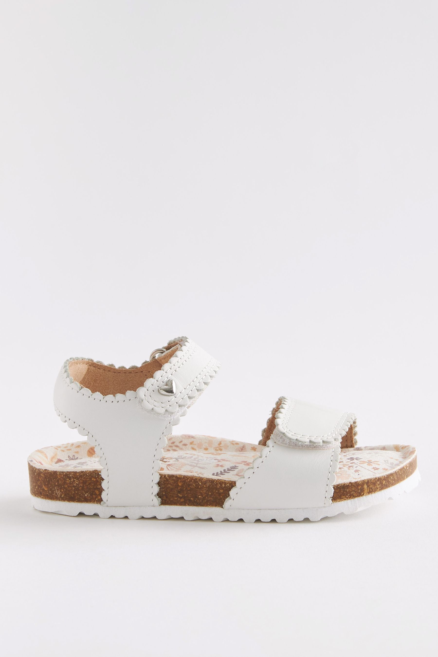 White Leather Corkbed Sandals