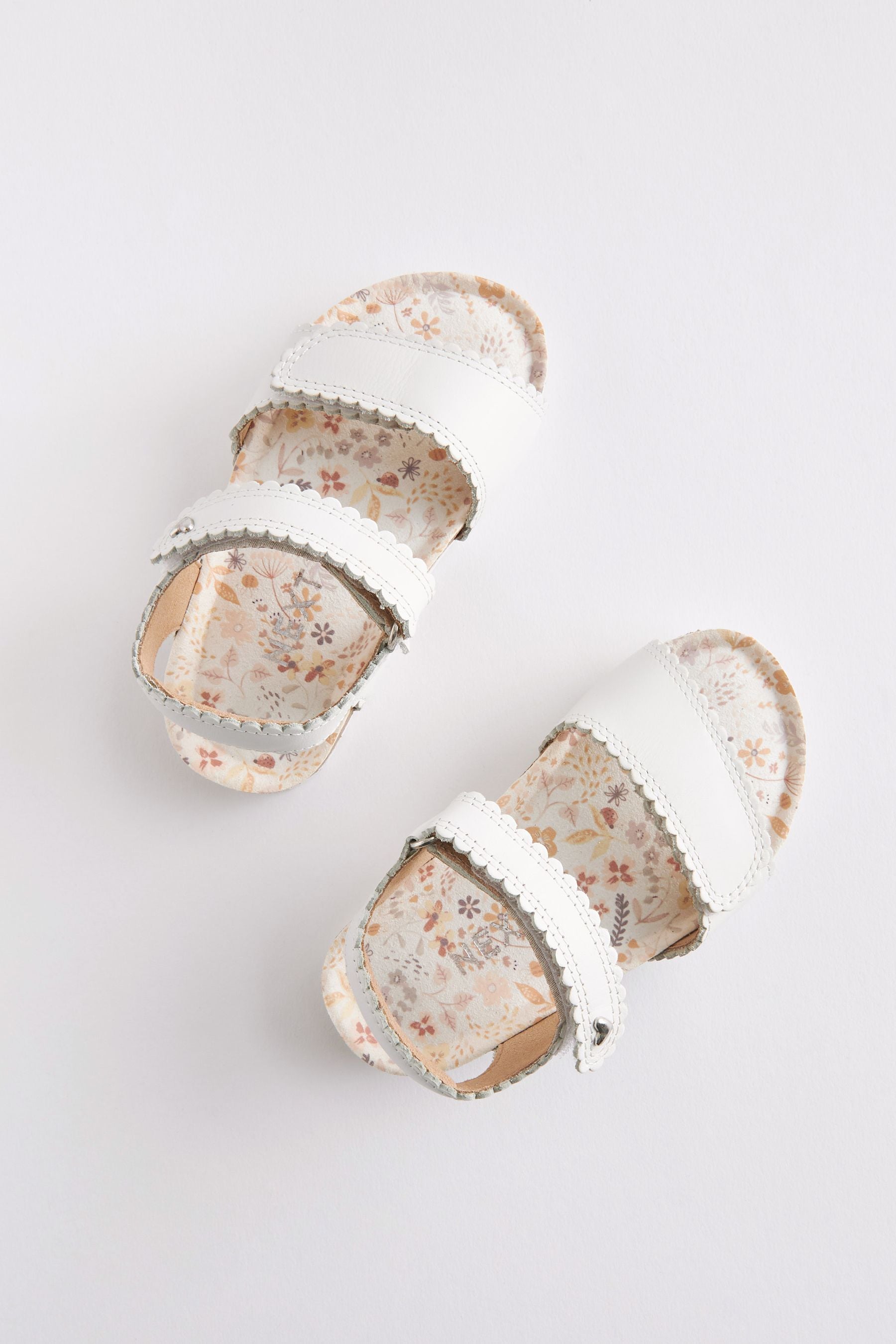 White Leather Corkbed Sandals