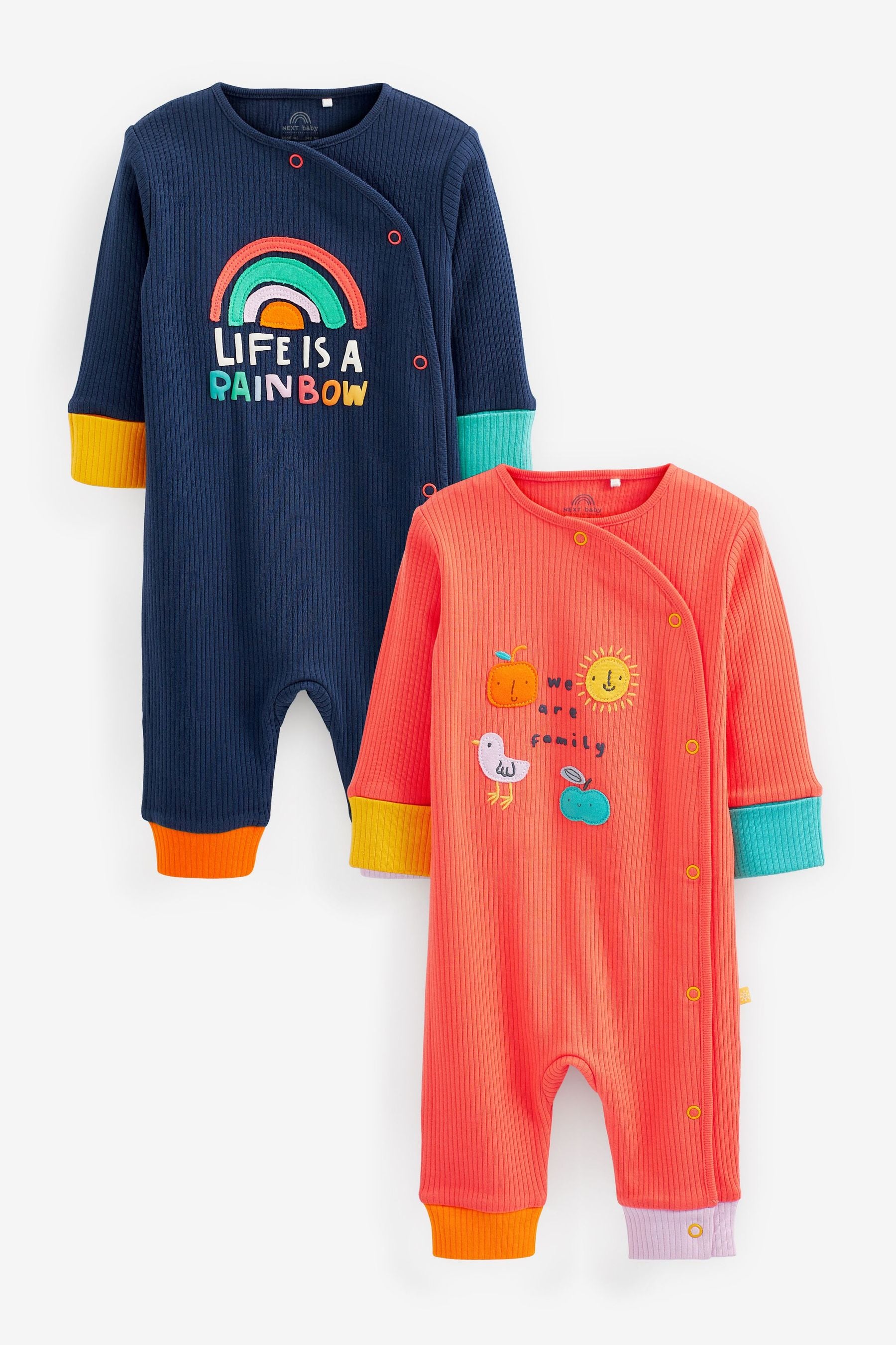 Multi Bright Baby Footless Sleepsuit 2 Pack (0mths-3yrs)