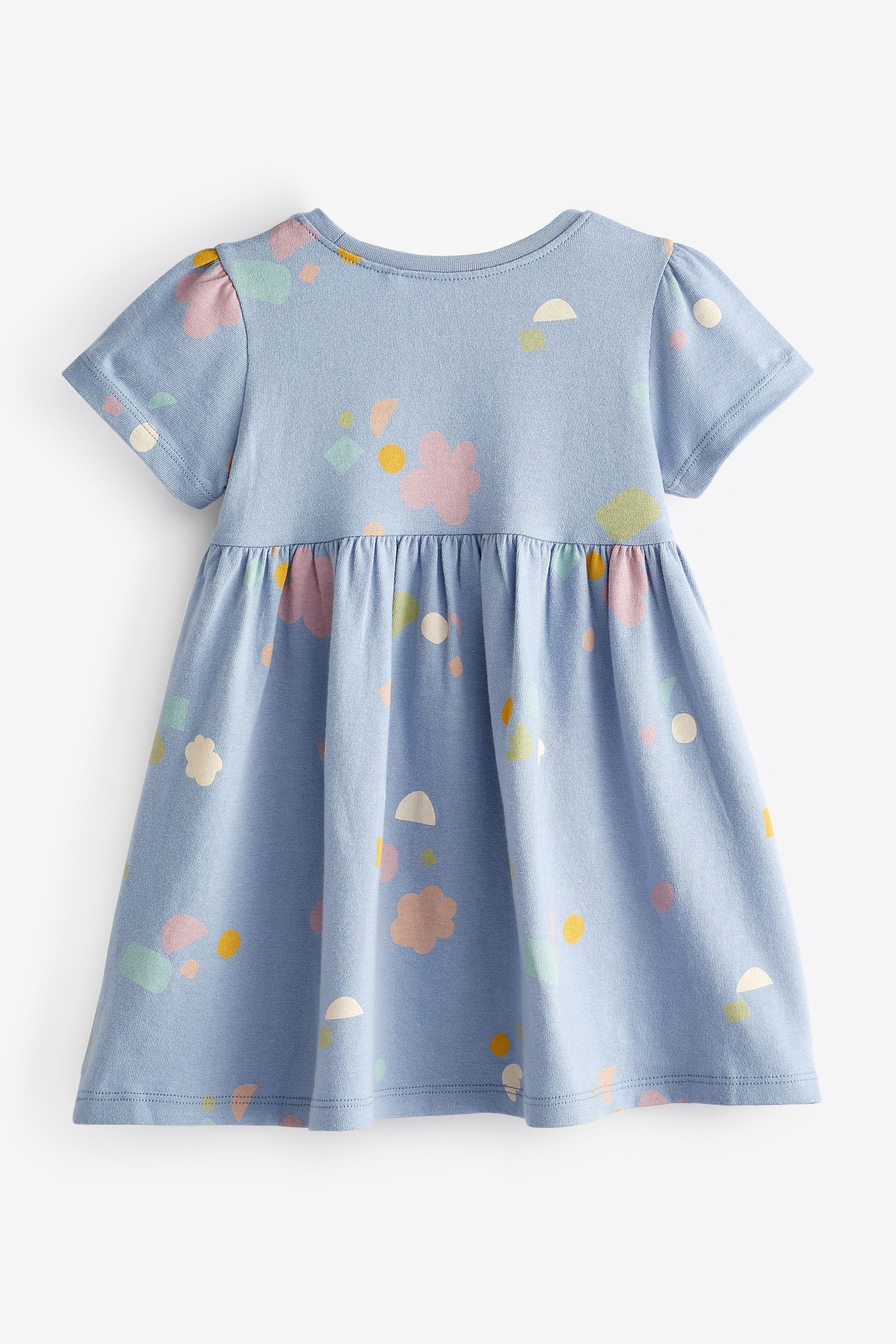 Blue Shapes Short Sleeve Cotton Jersey Dress (3mths-7yrs)