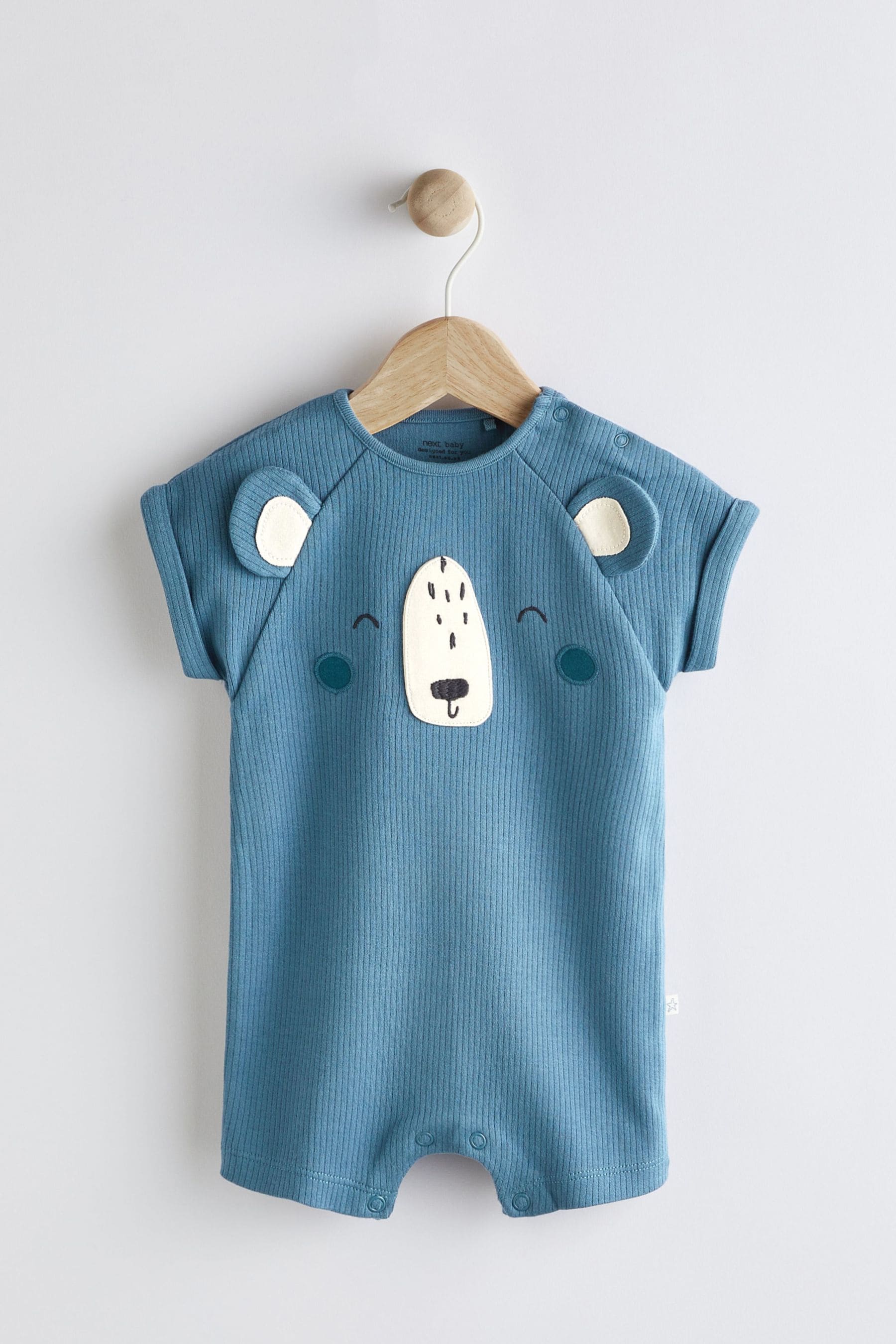 Blue Bear Jersey Baby Romper