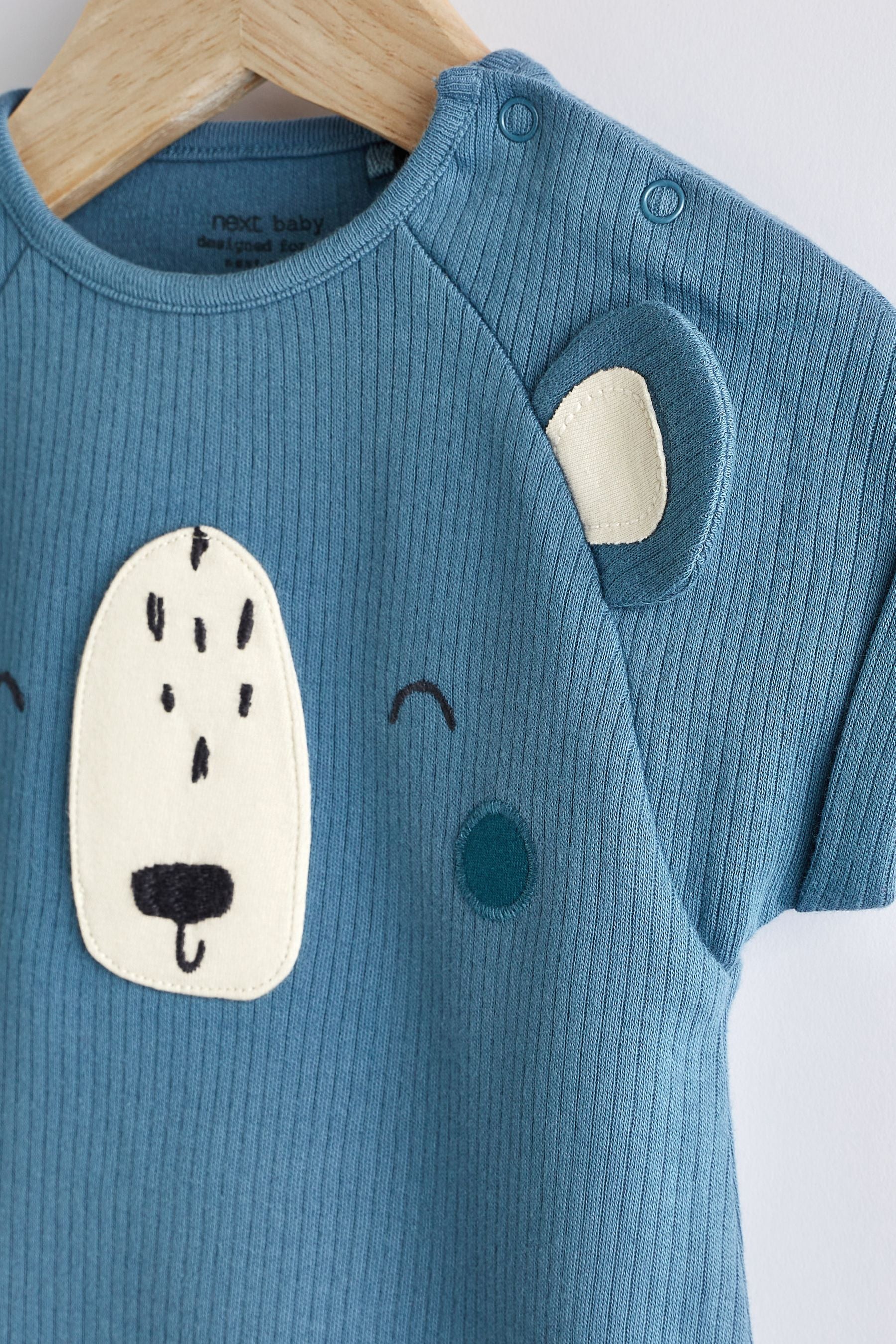 Blue Bear Jersey Baby Romper