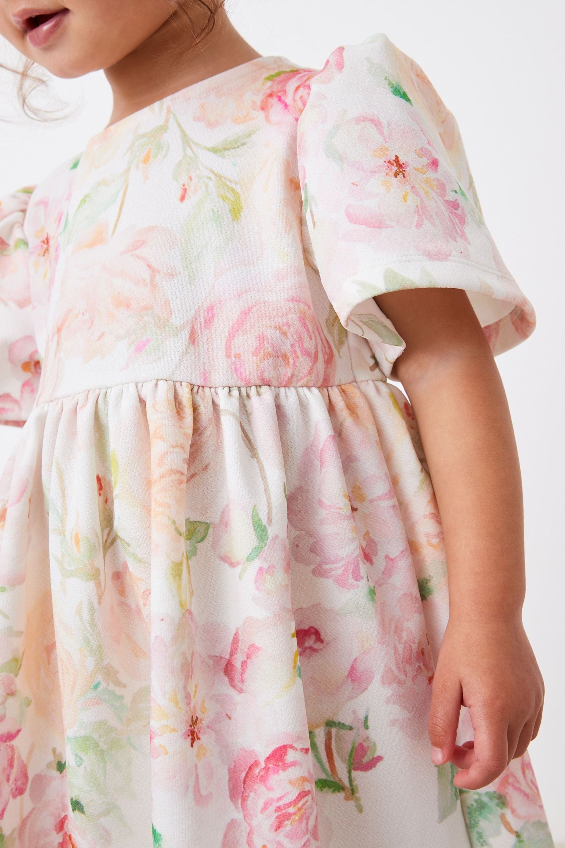 Cream Floral Ponte Occasion Dress (3mths-7yrs)