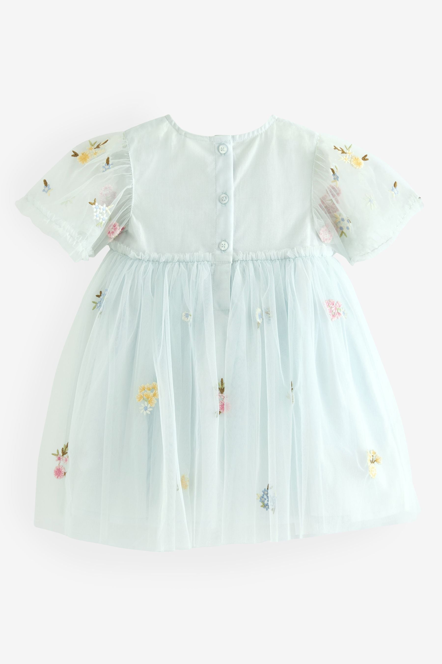 Pale Blue Embroidered Mesh Party Dress (3mths-7yrs)