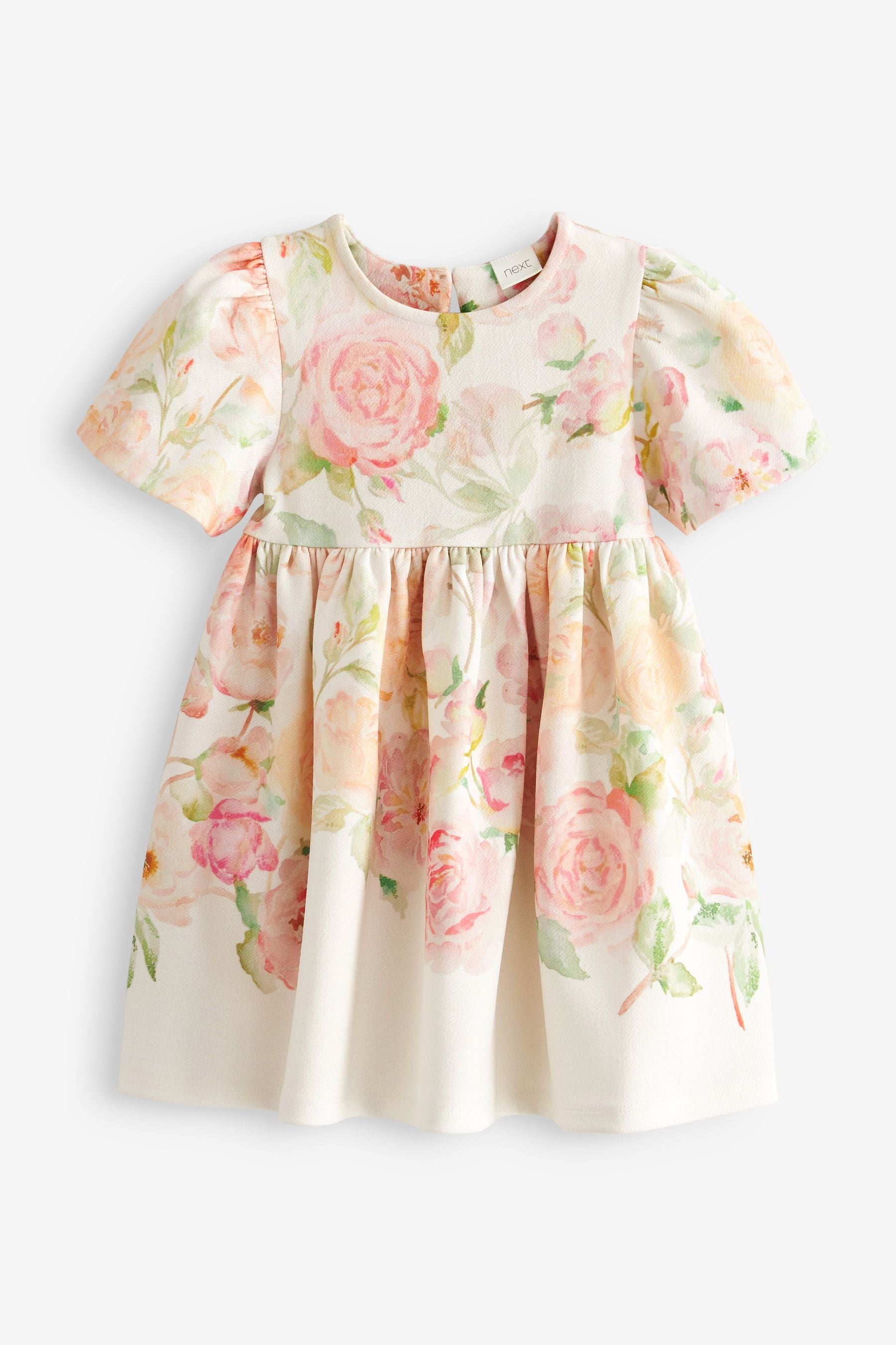 Cream Floral Ponte Occasion Dress (3mths-7yrs)