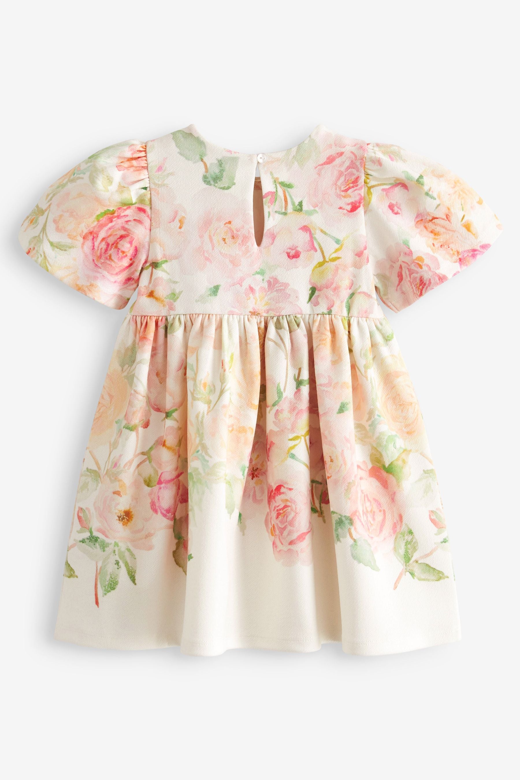 Cream Floral Ponte Occasion Dress (3mths-7yrs)