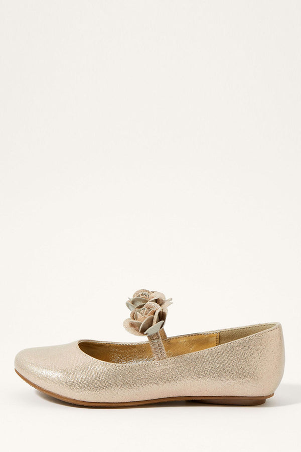 Monsoon Gold Corsage Ballet Flats