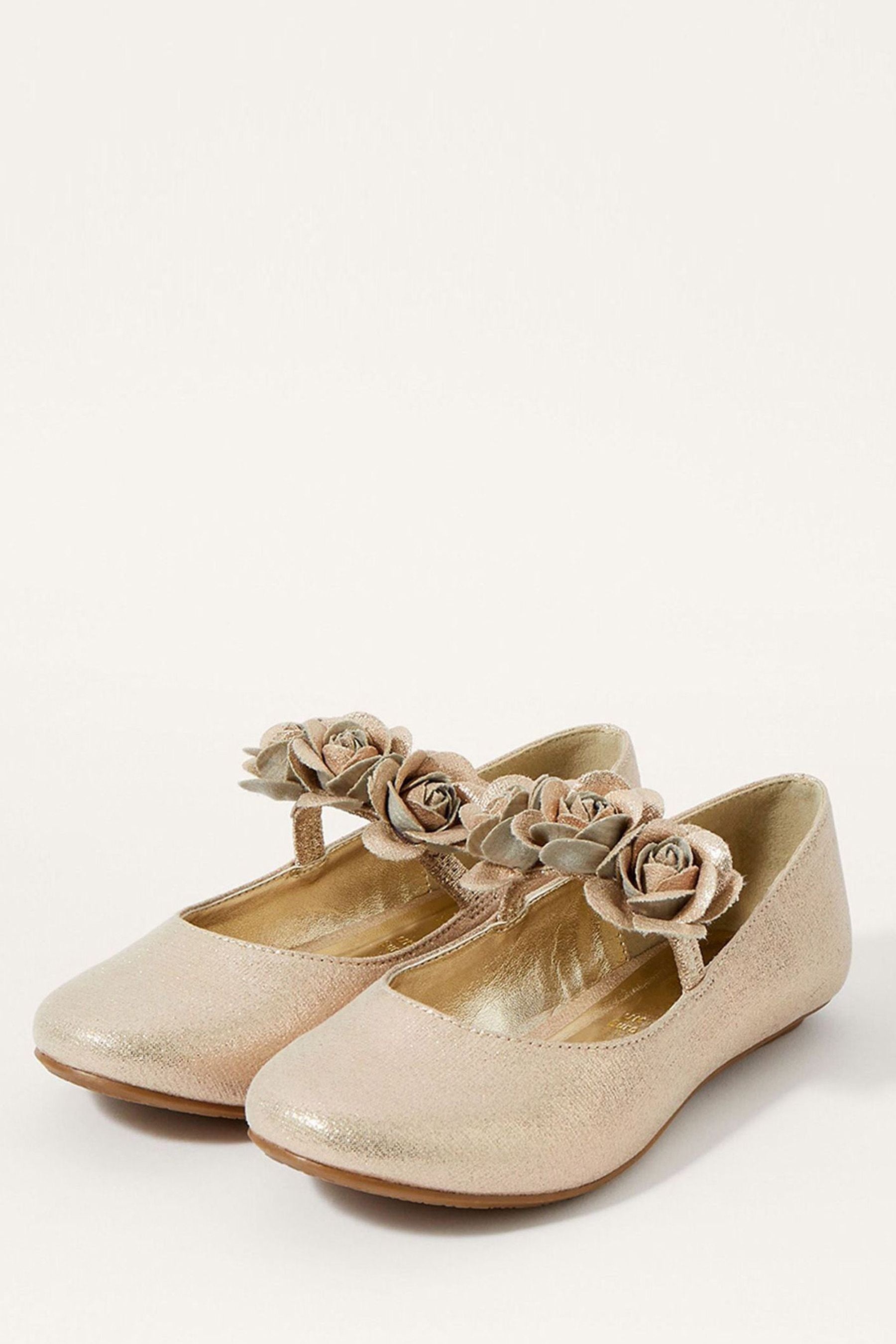 Monsoon Gold Corsage Ballet Flats