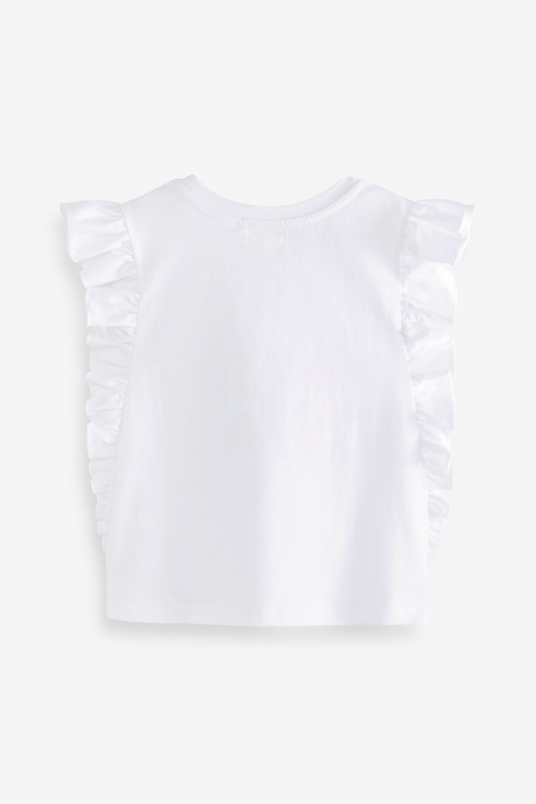 White Embroidered Happy Days T-Shirt With Frill (3-16yrs)