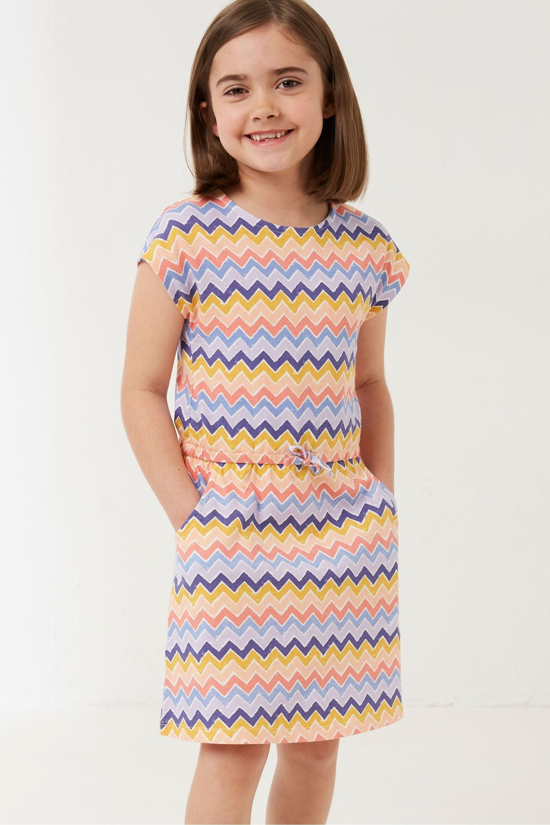 FatFace Callie Yellow Zig Zag Dress