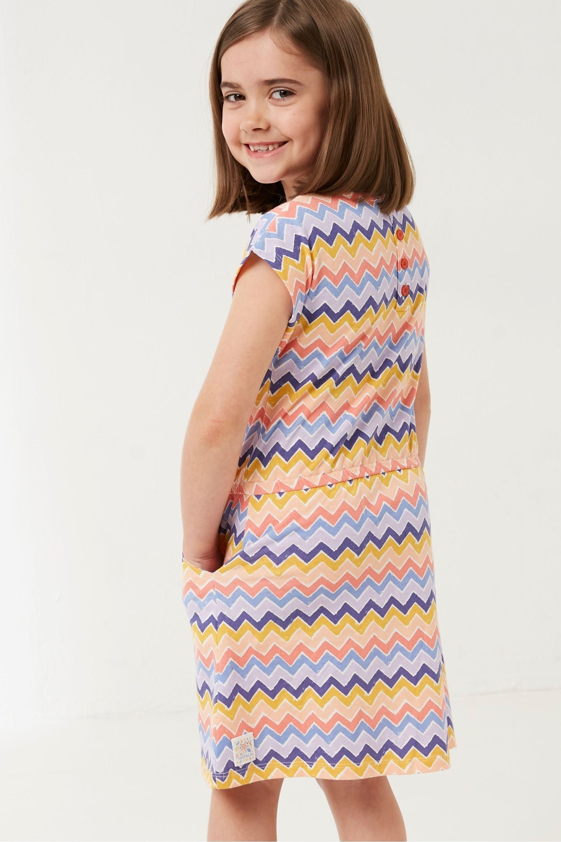 FatFace Callie Yellow Zig Zag Dress