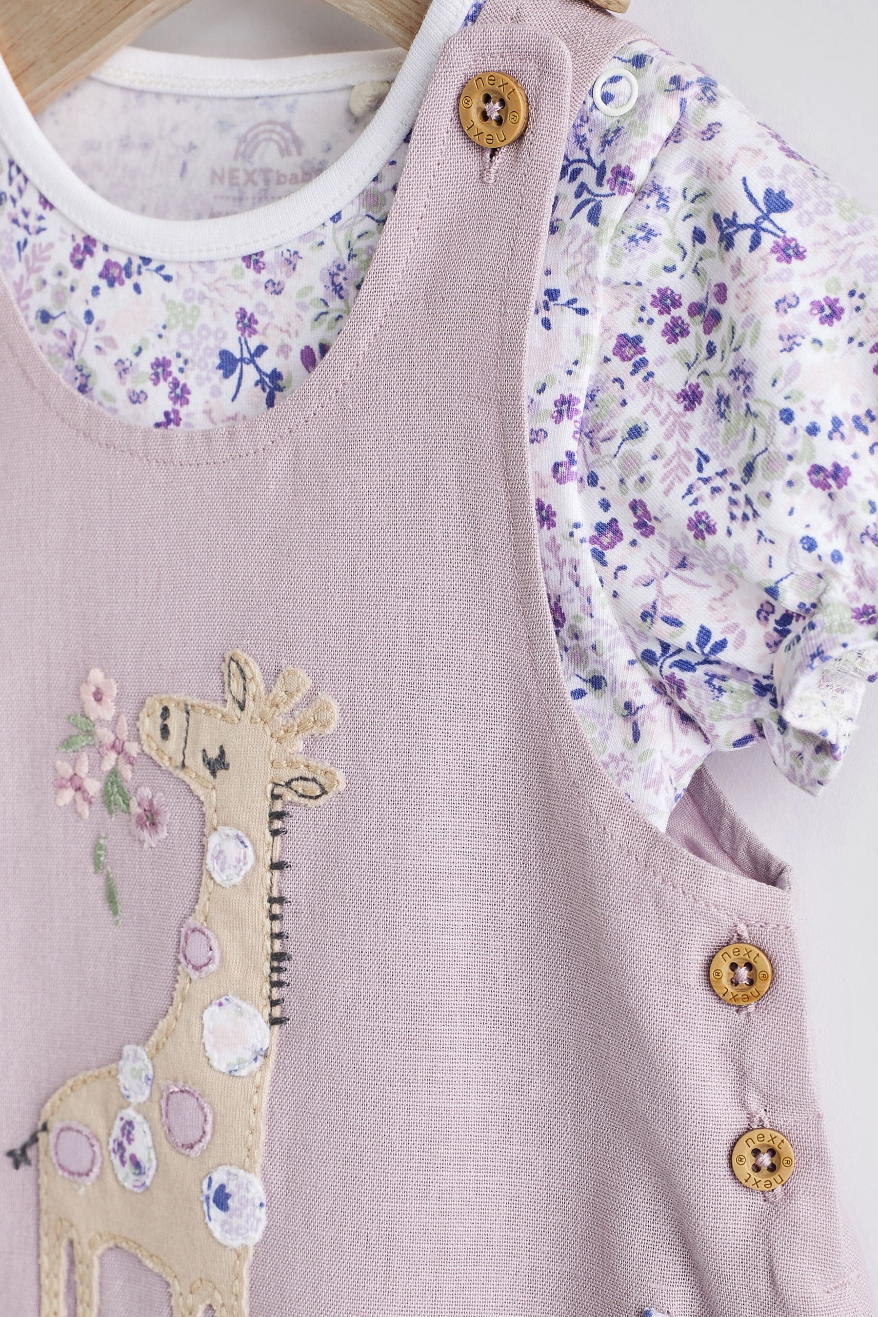 Lilac Purple Giraffe/Floral Baby Character Dungarees (0mths-2yrs)