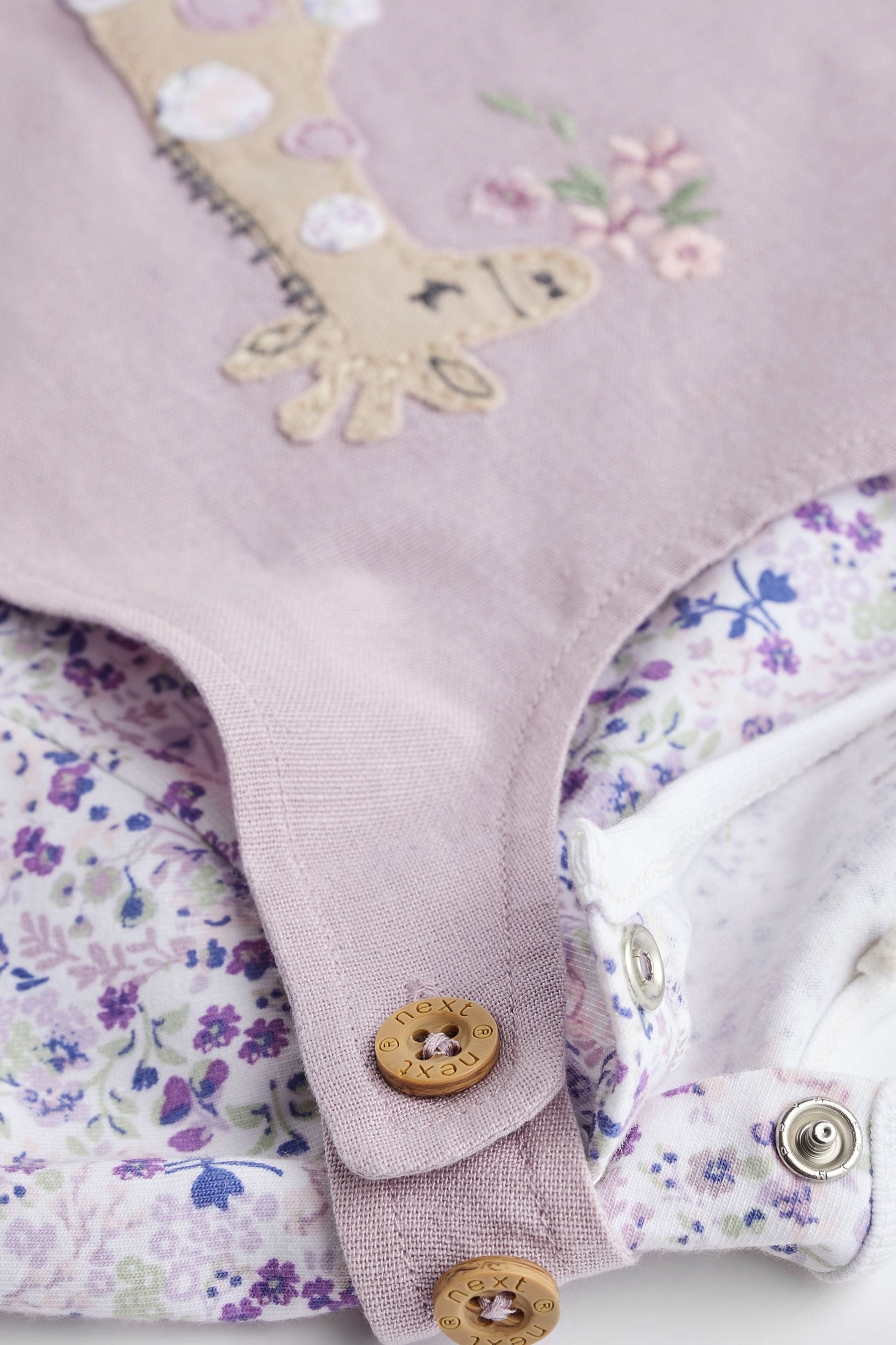 Lilac Purple Giraffe/Floral Baby Character Dungarees (0mths-2yrs)