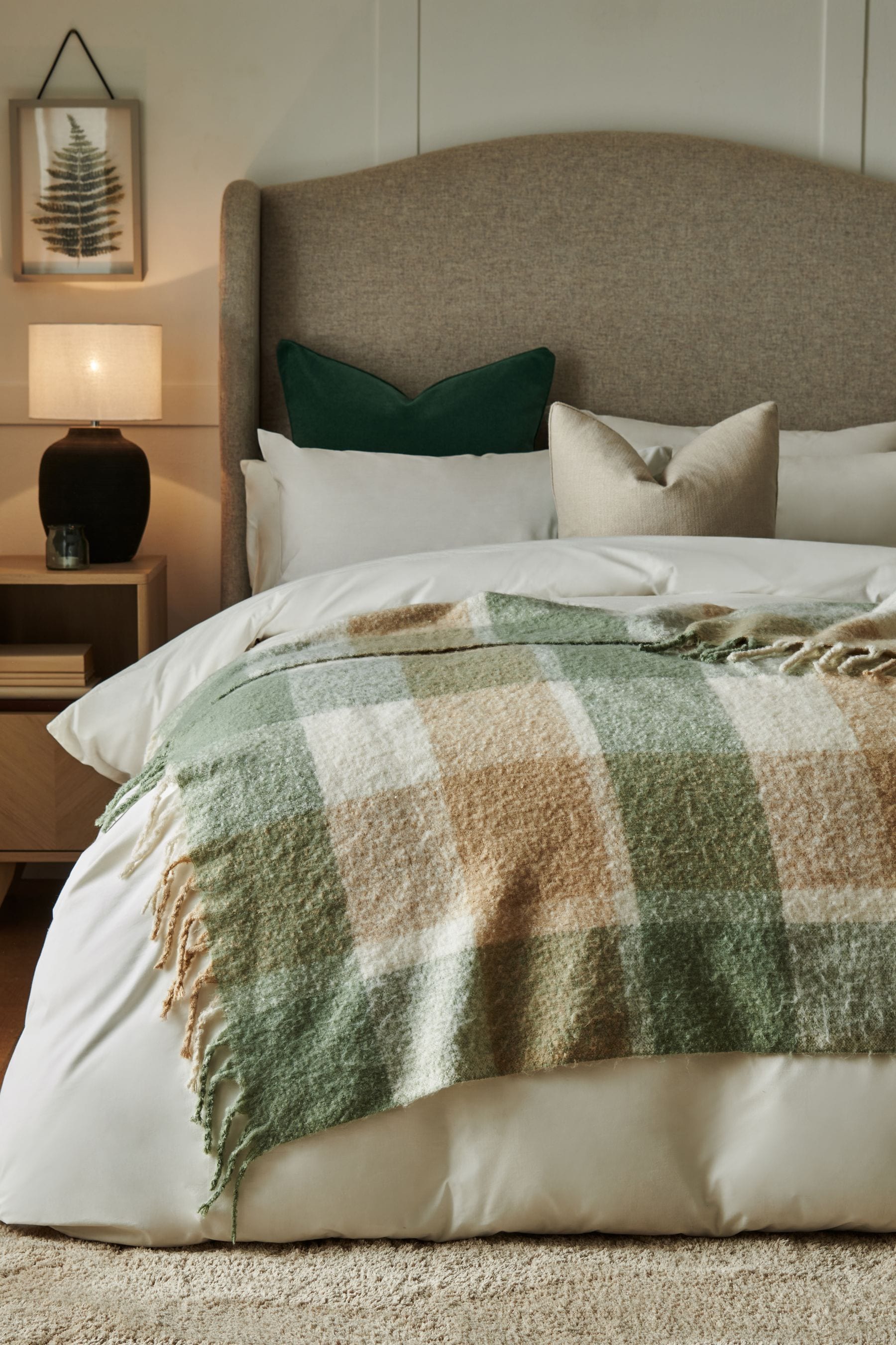 Green Burford Cosy Check Throw