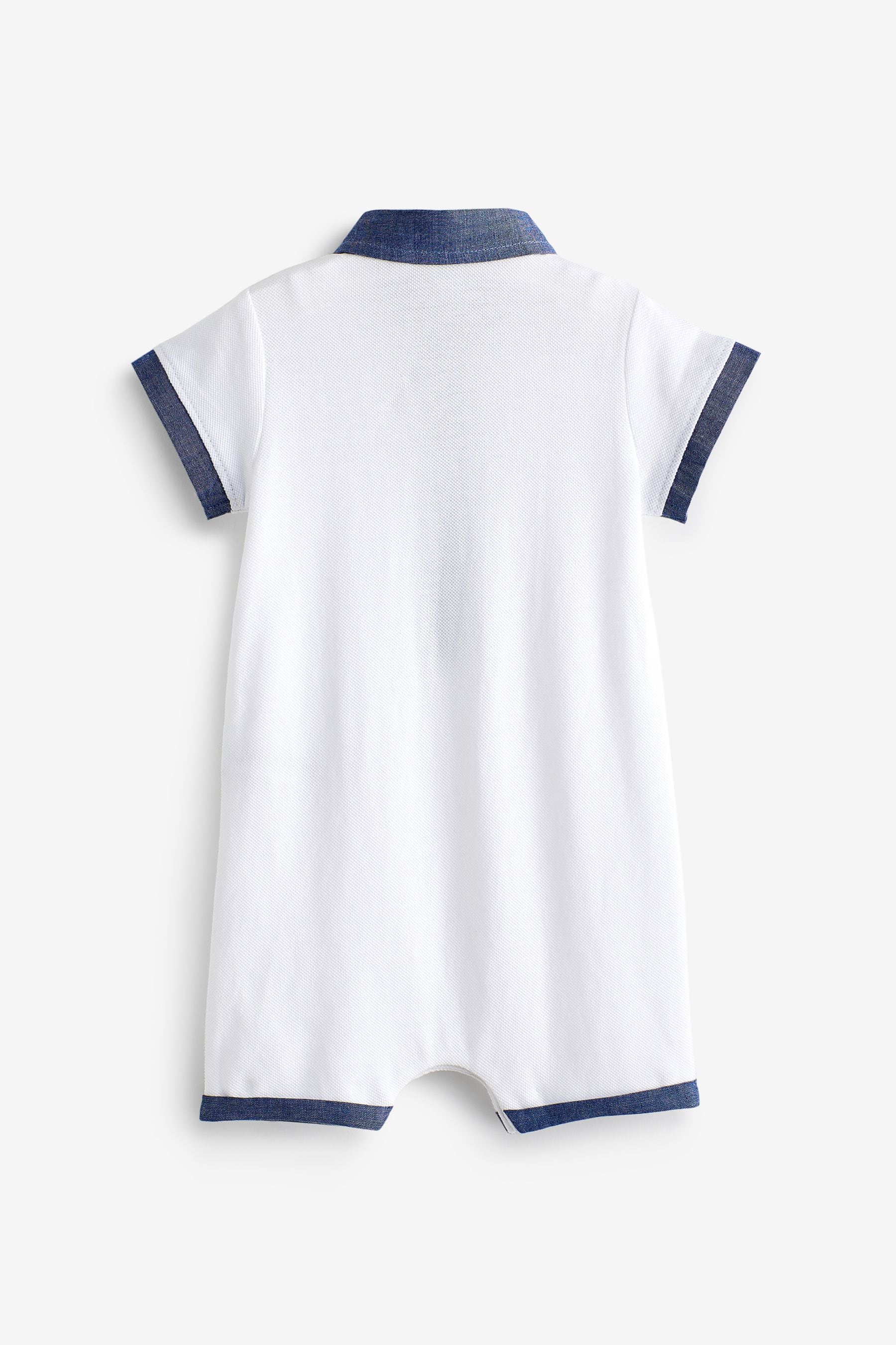 Pale Blue/White Boat Baby Polo Rompers 2 Pack