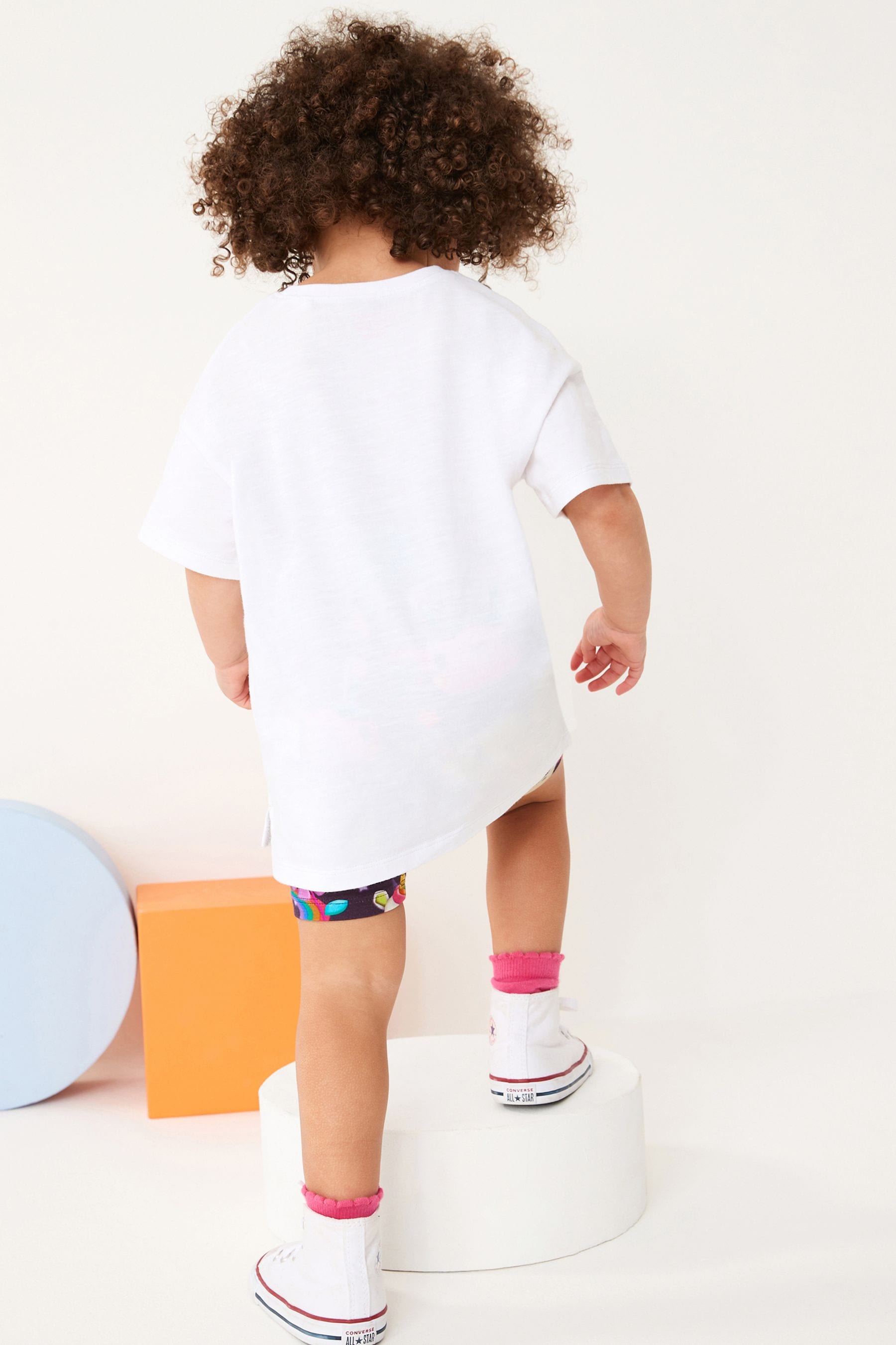 White Bunny Short Sleeve T-Shirt And Cycling Shorts Set (3mths-7yrs)