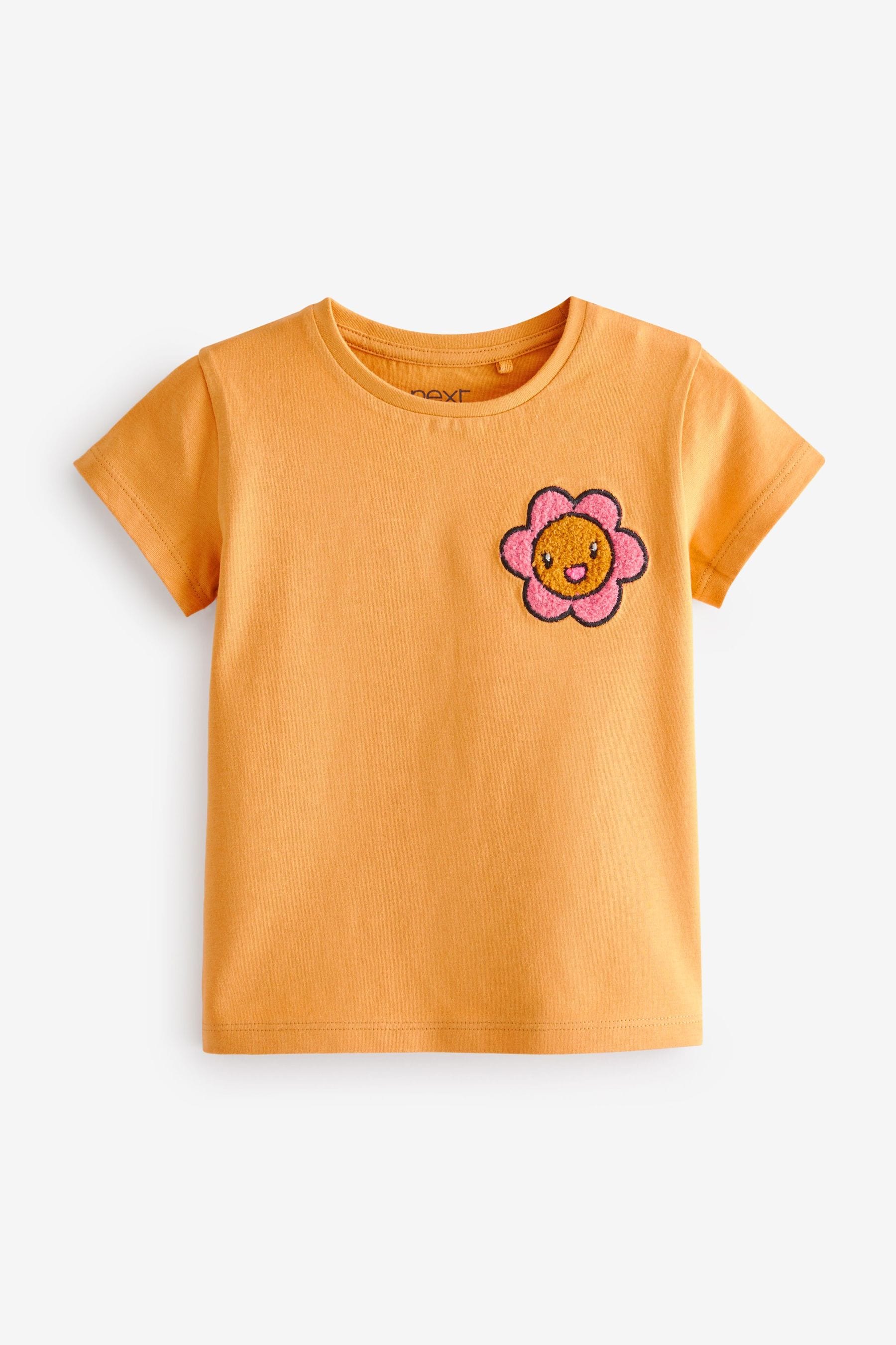 Ochre Yellow Flower Short Sleeve Cotton T-Shirt (3mths-7yrs)