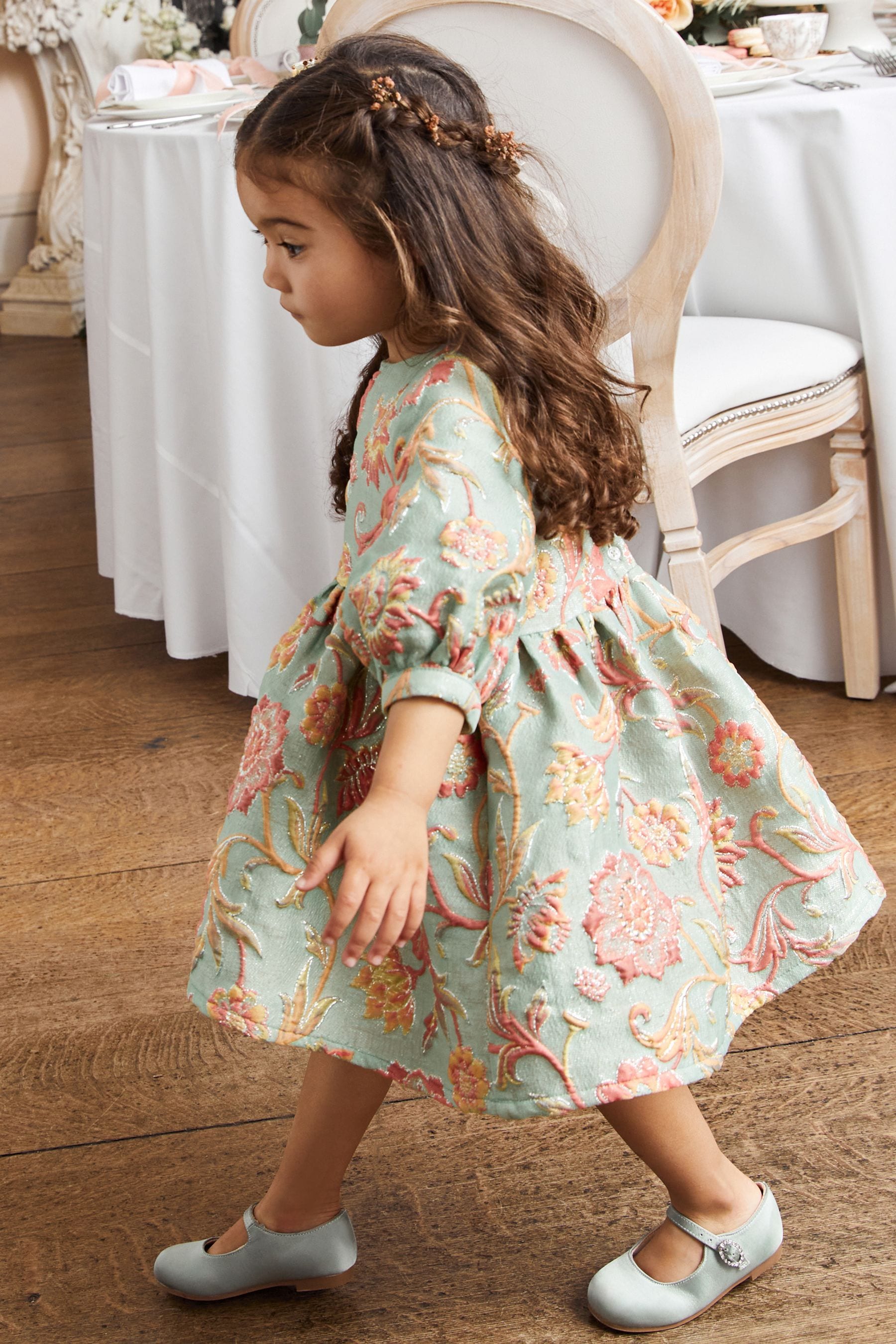 Mint Green Jacquard Party Dress (12mths-8yrs)