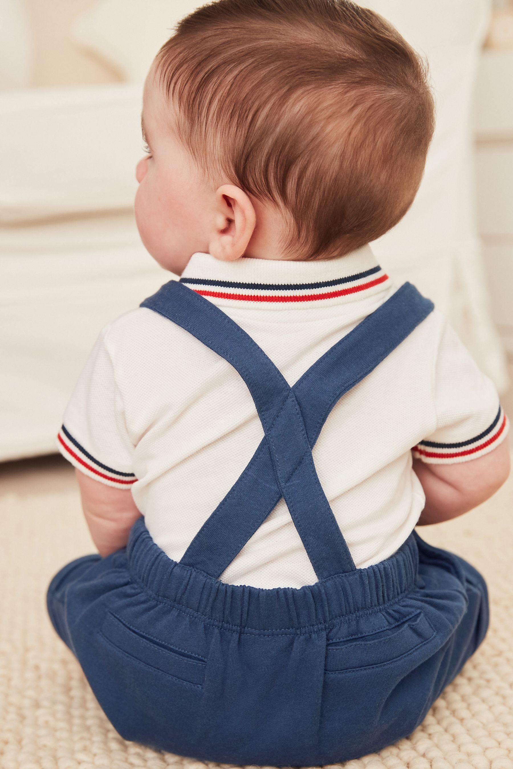 Navy Blue Smart Jersey Baby Dungarees and Bodysuit Set (0mths-2yrs)