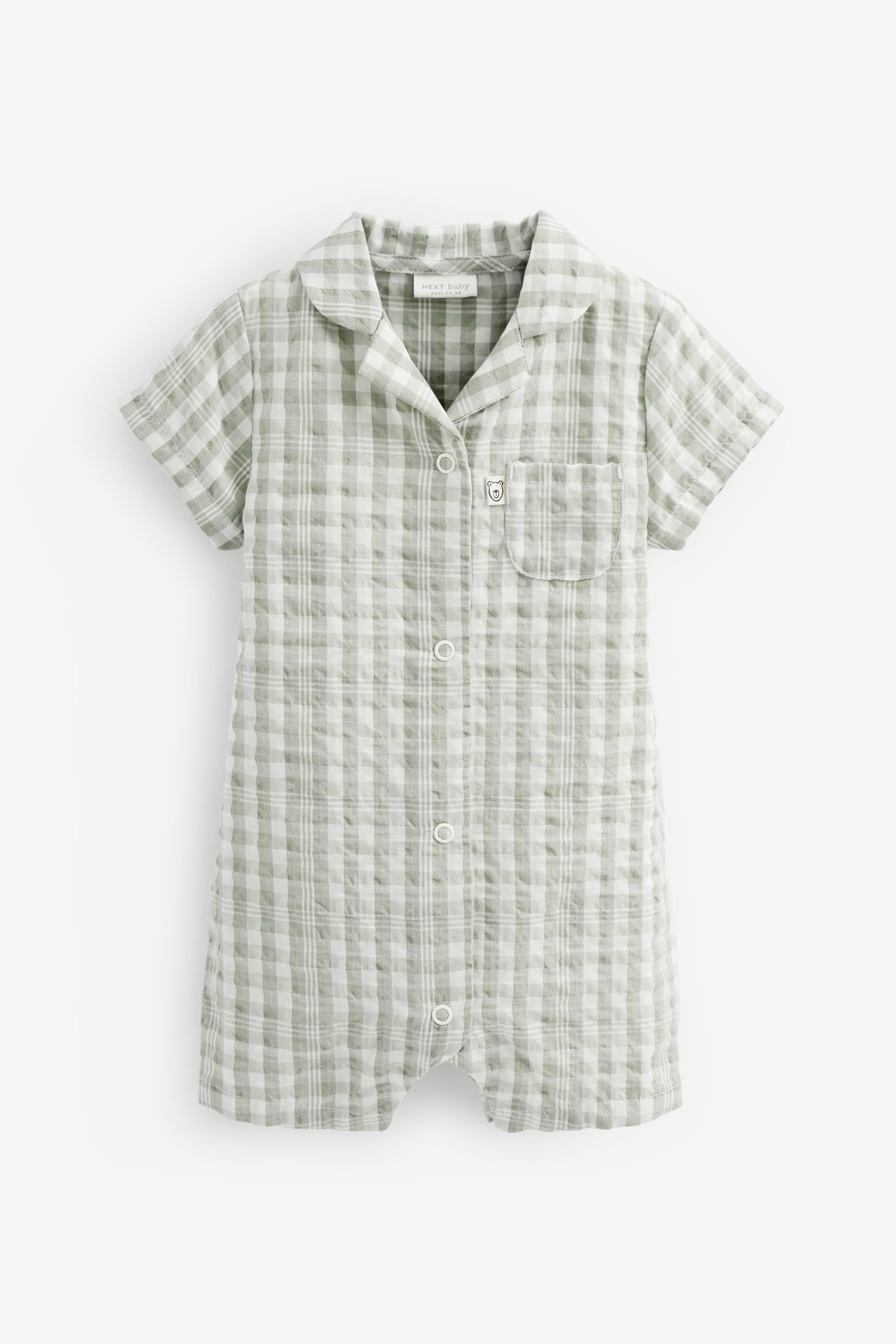 Green Woven Baby Shirt Playsuit (0mths-2yrs)