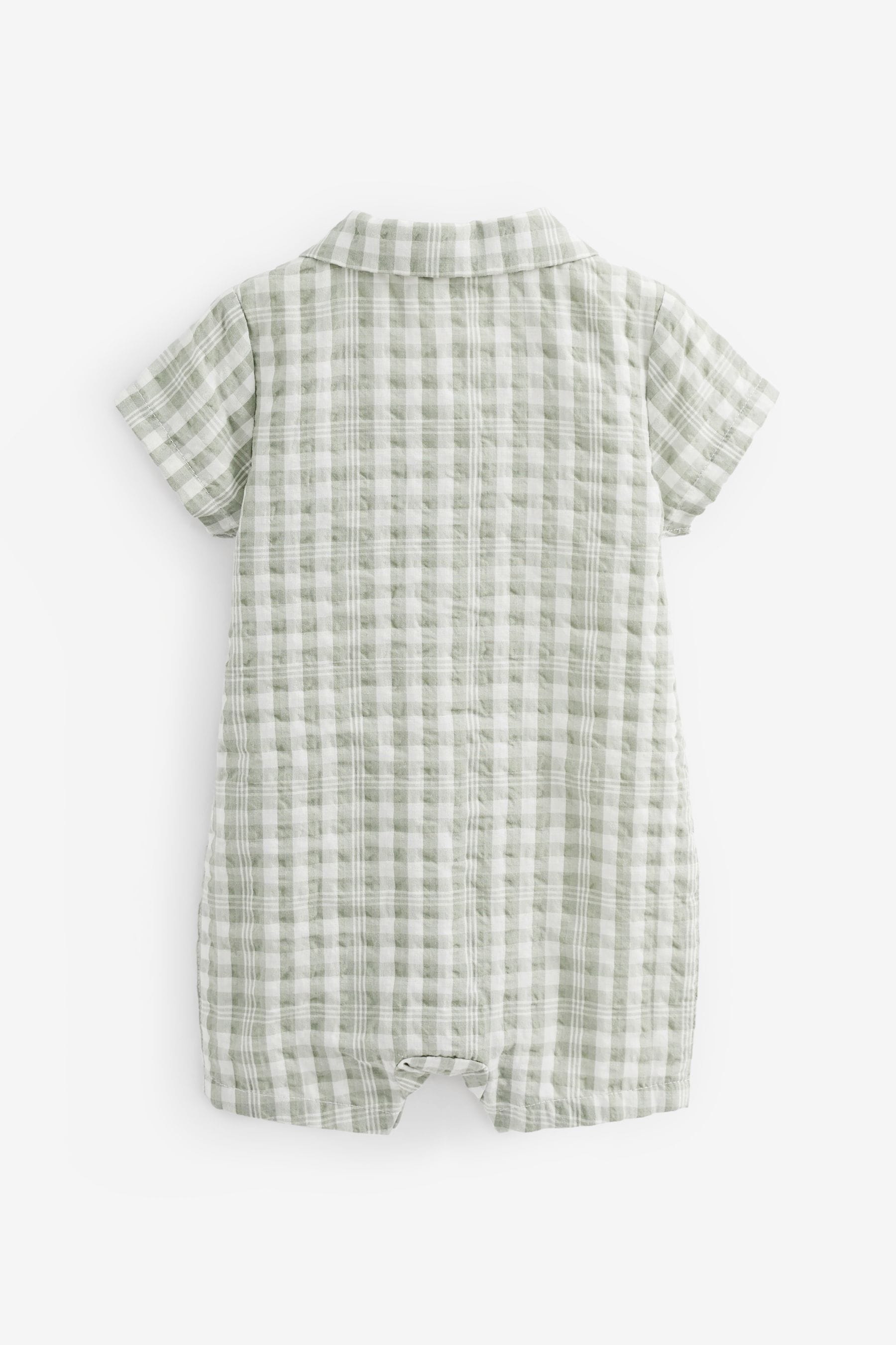 Green Woven Baby Shirt Playsuit (0mths-2yrs)