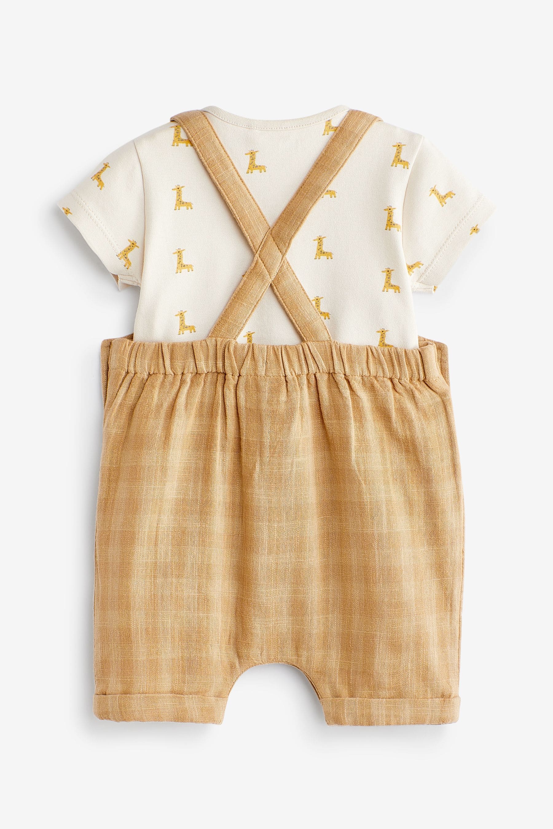 Sand Brown 2 Piece Baby Dungarees and Bodysuit Set (0mths-2yrs)