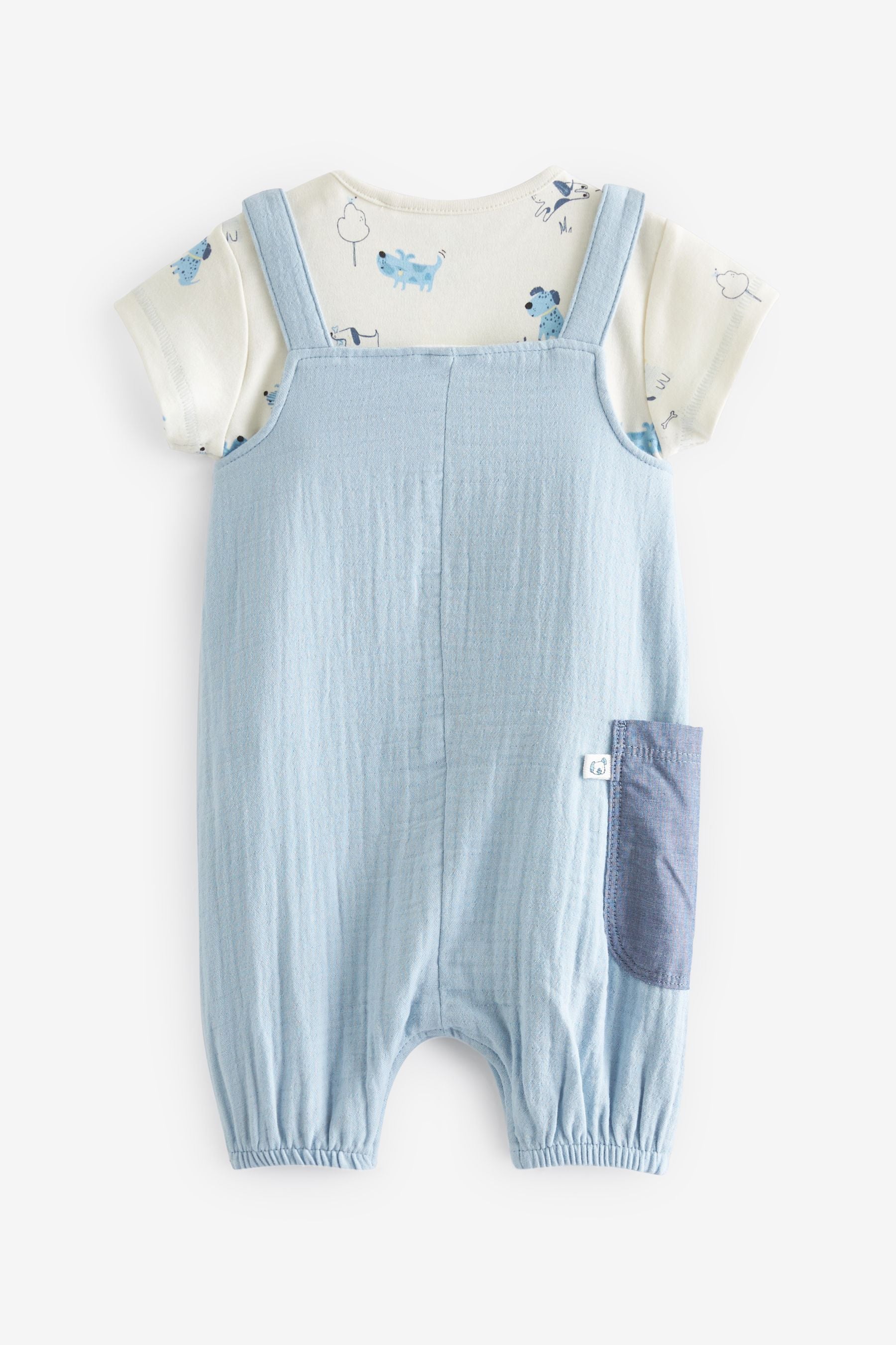 Pale Blue Baby Character Dungarees 2 Piece (0mths-2yrs)