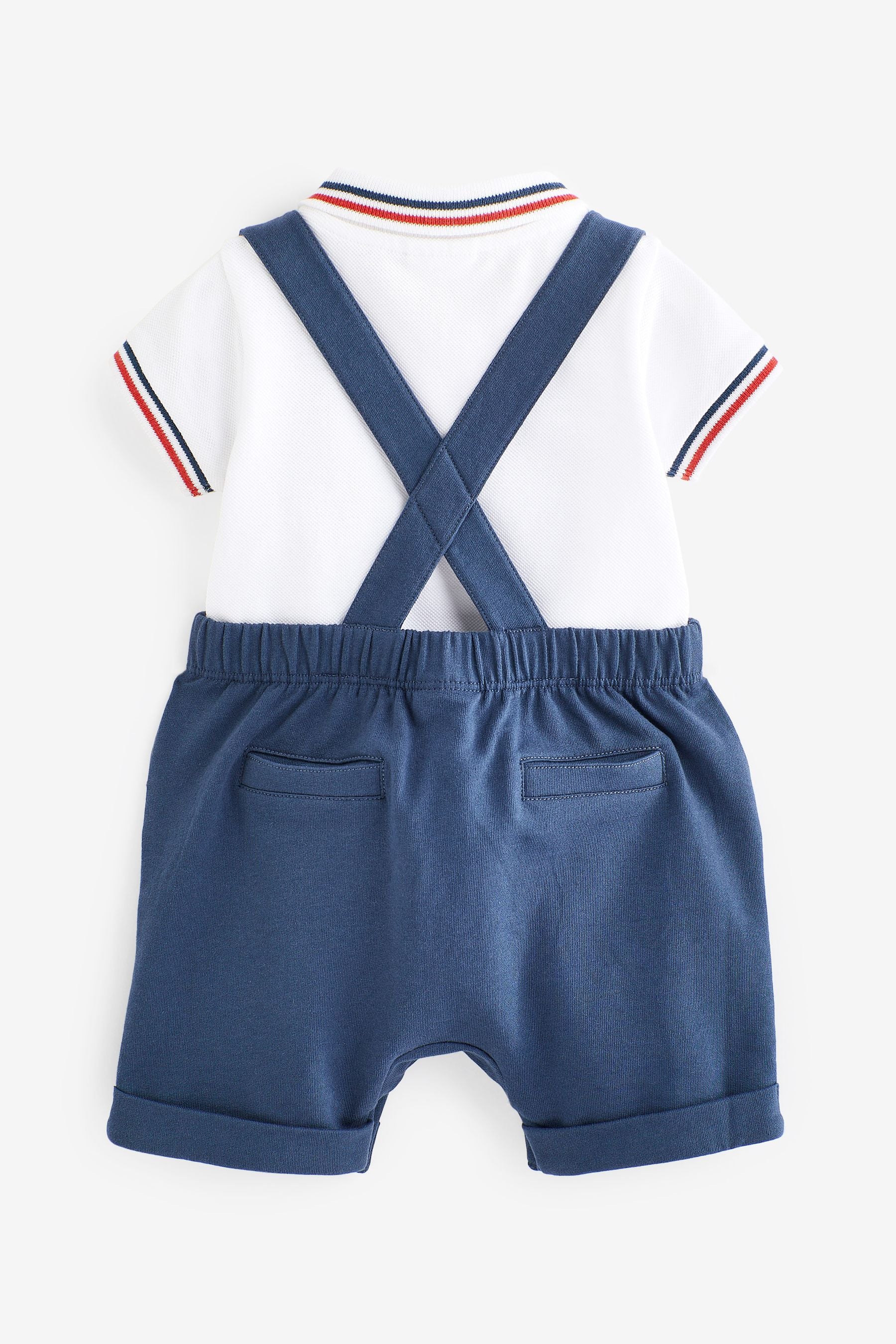 Navy Blue Smart Jersey Baby Dungarees and Bodysuit Set (0mths-2yrs)