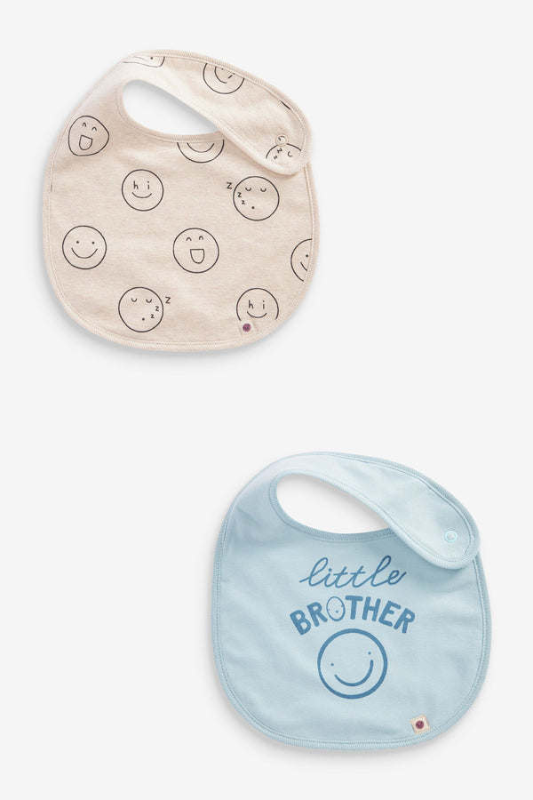 Blue and Neutral Little Brother 2 Pack Baby Bibs