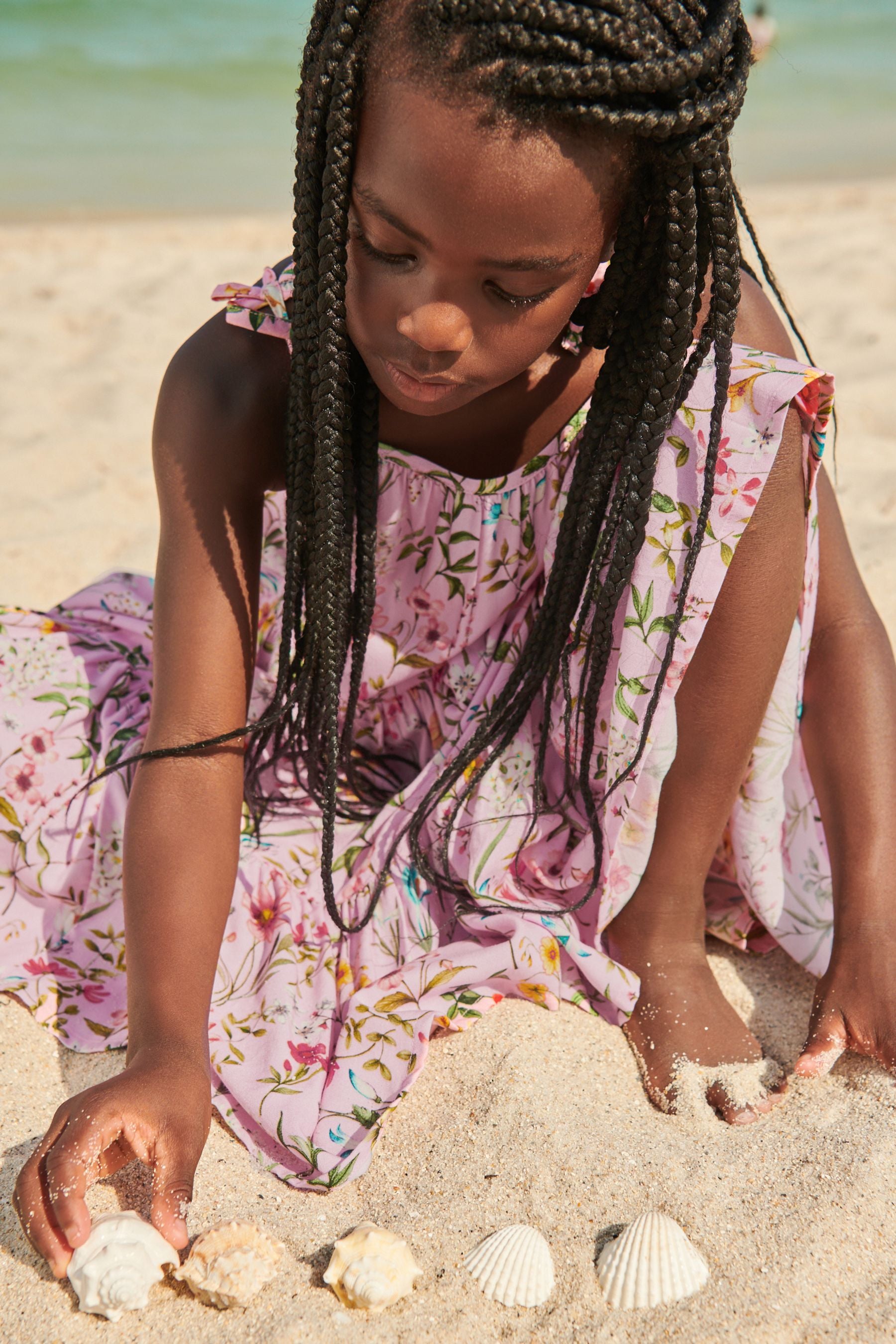 Pink Floral Tiered Strappy Dress (3-16yrs)