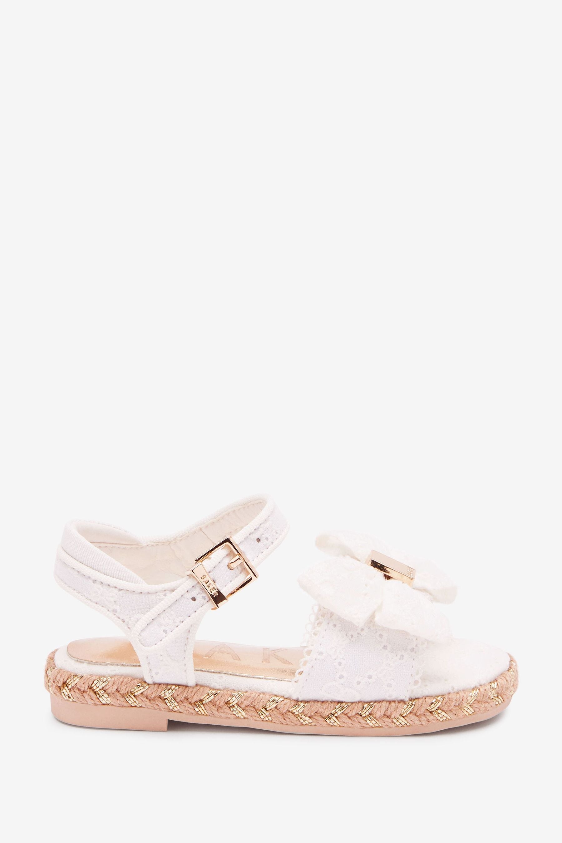 White Baker by Ted Baker White Broderie Bow Sandals