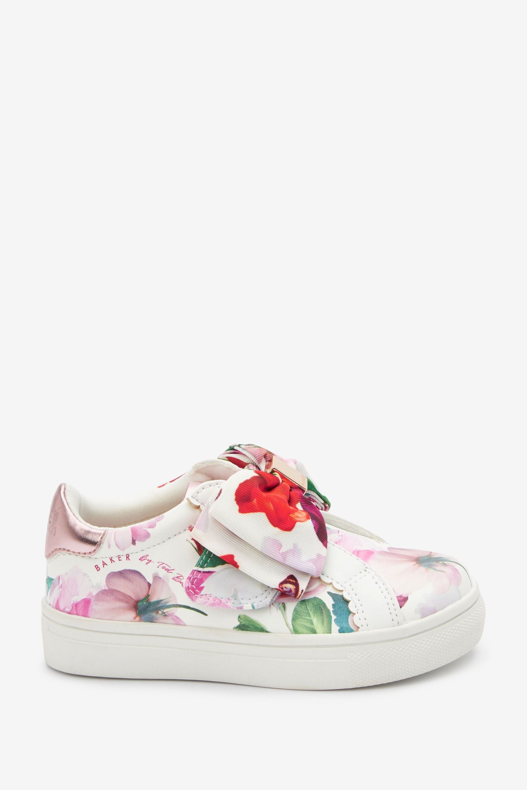 White Baker by Ted Baker White Floral Bow Trainers