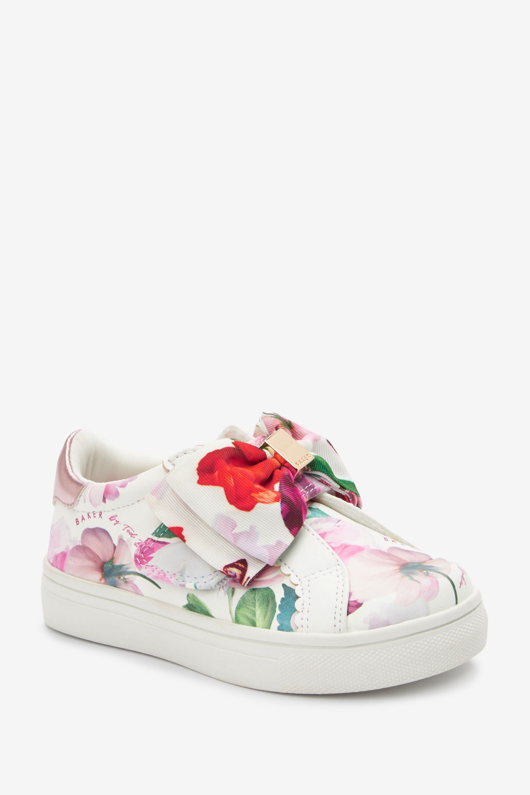 White Baker by Ted Baker White Floral Bow Trainers