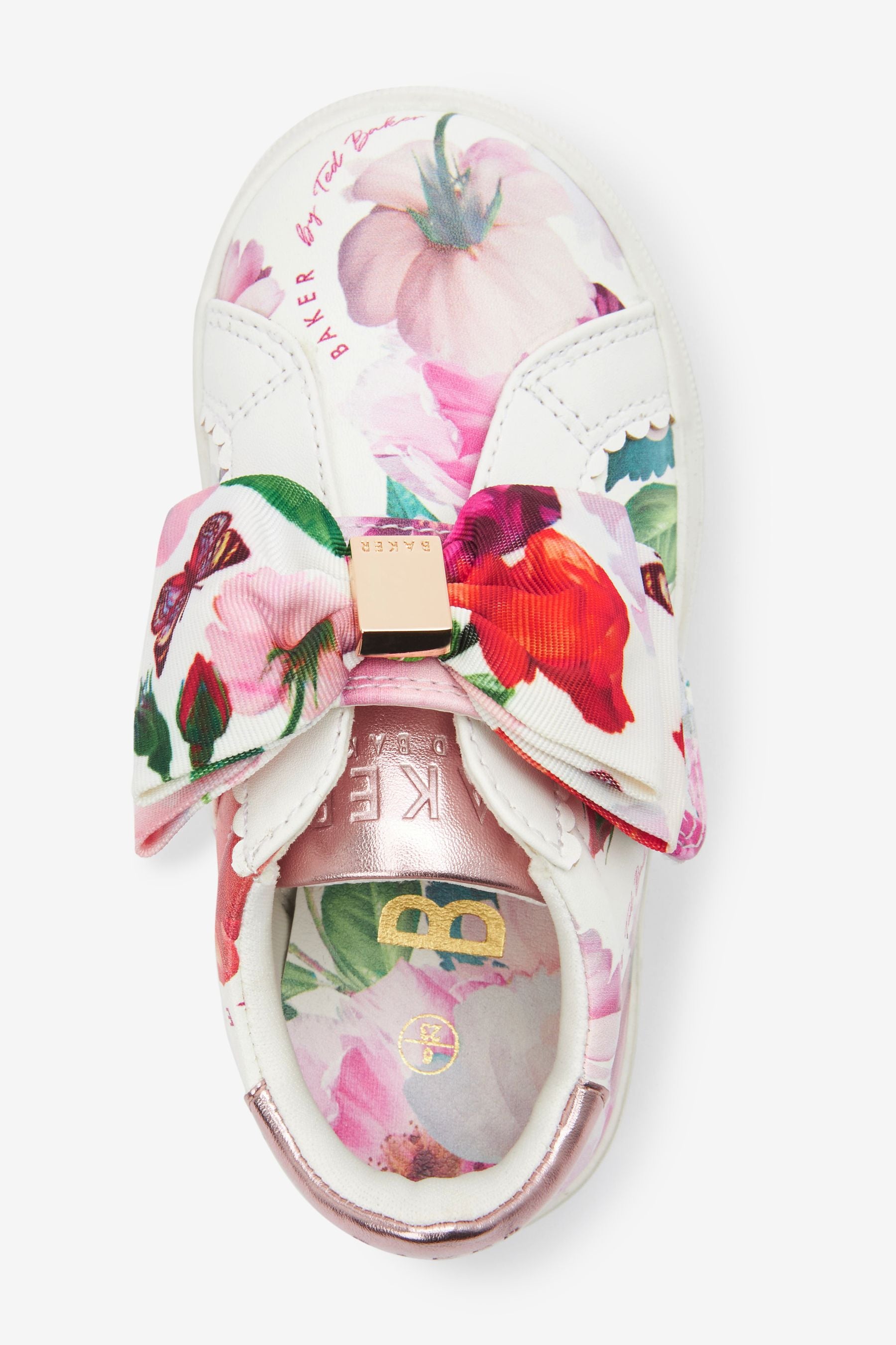 White Baker by Ted Baker White Floral Bow Trainers