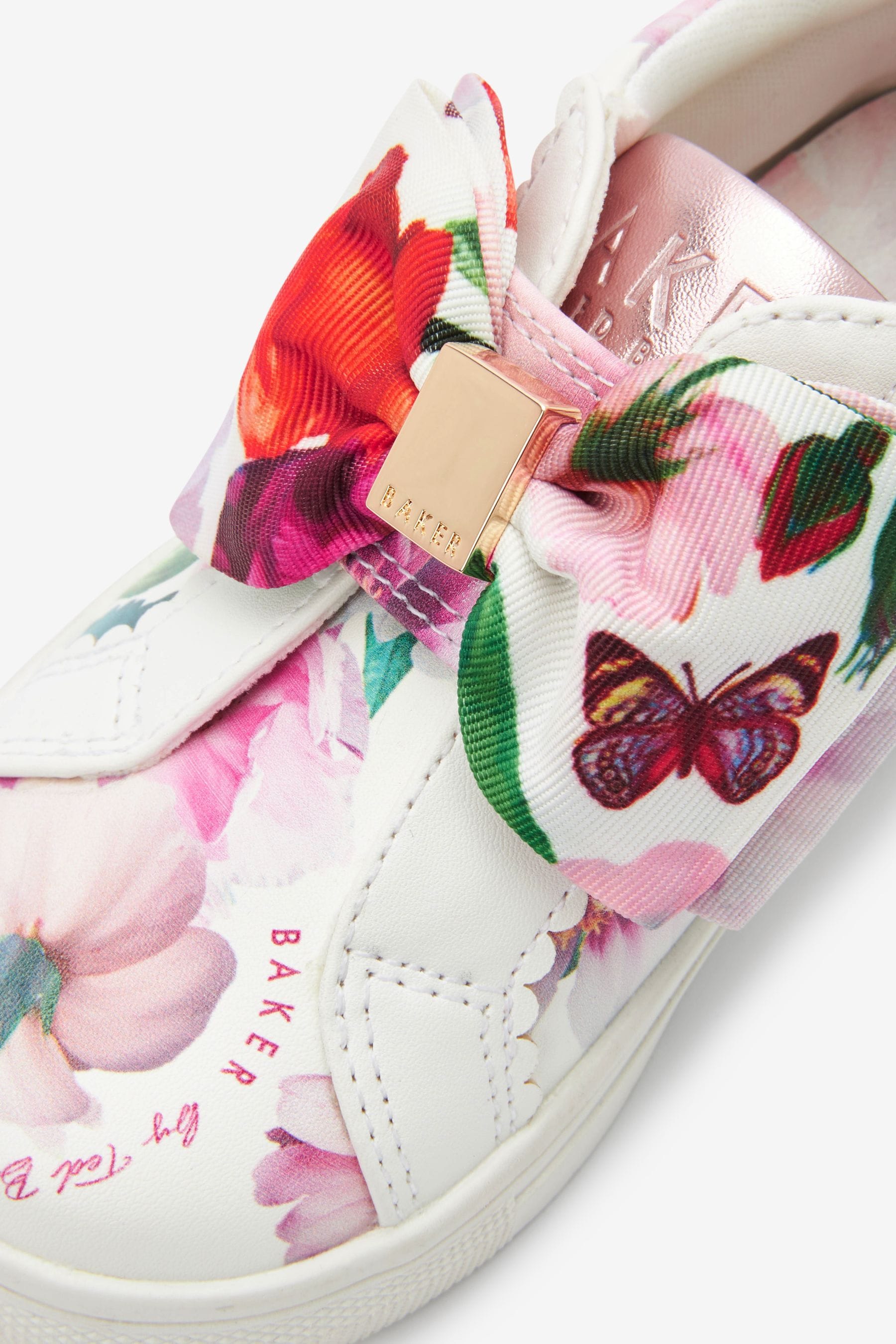 White Baker by Ted Baker White Floral Bow Trainers