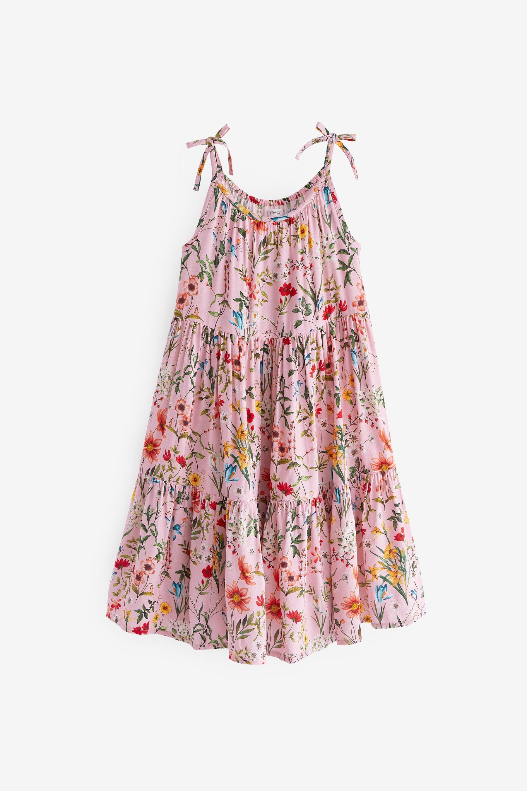 Pink Floral Tiered Strappy Dress (3-16yrs)