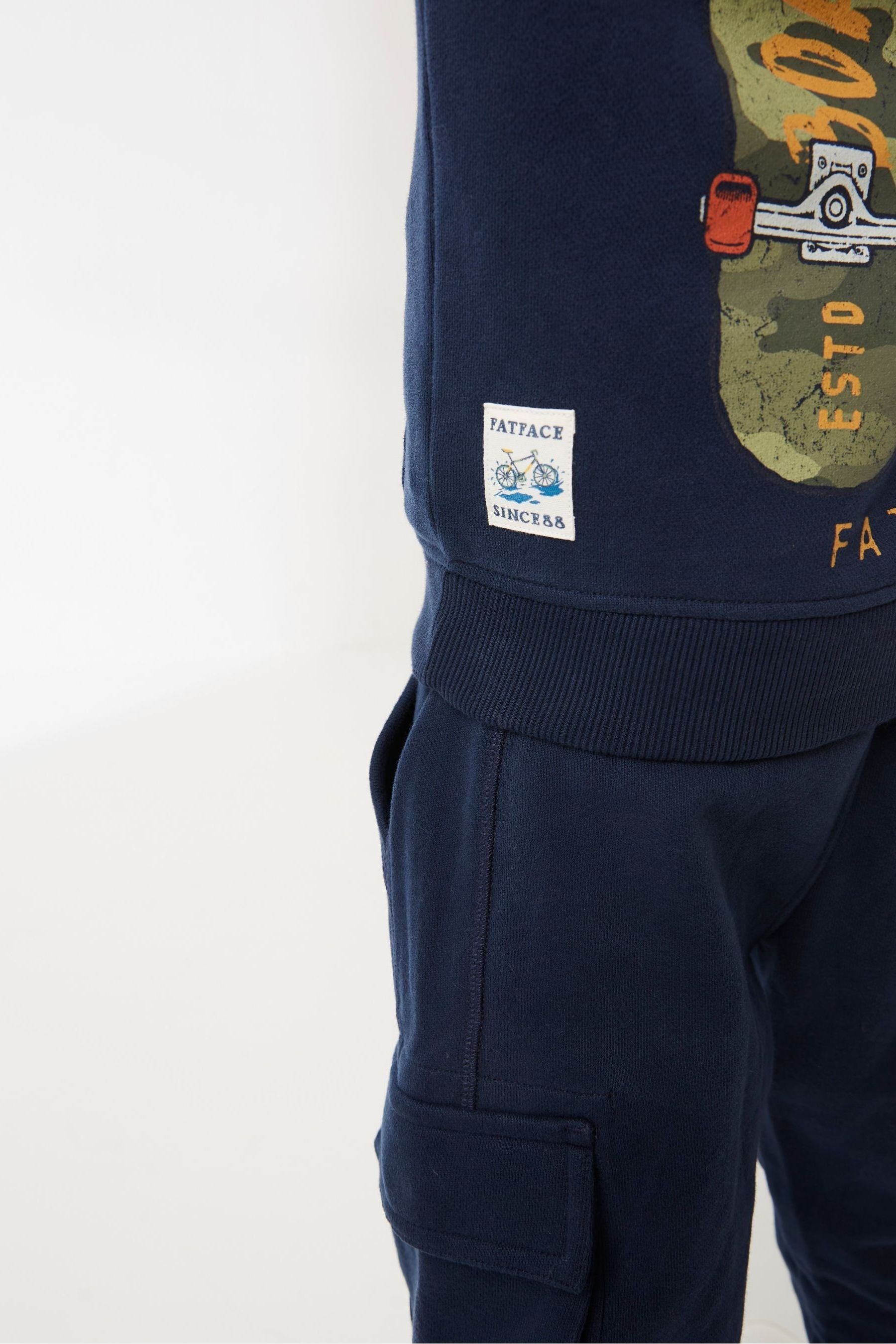 FatFace Blue Board Not Bored Popover Hoodie