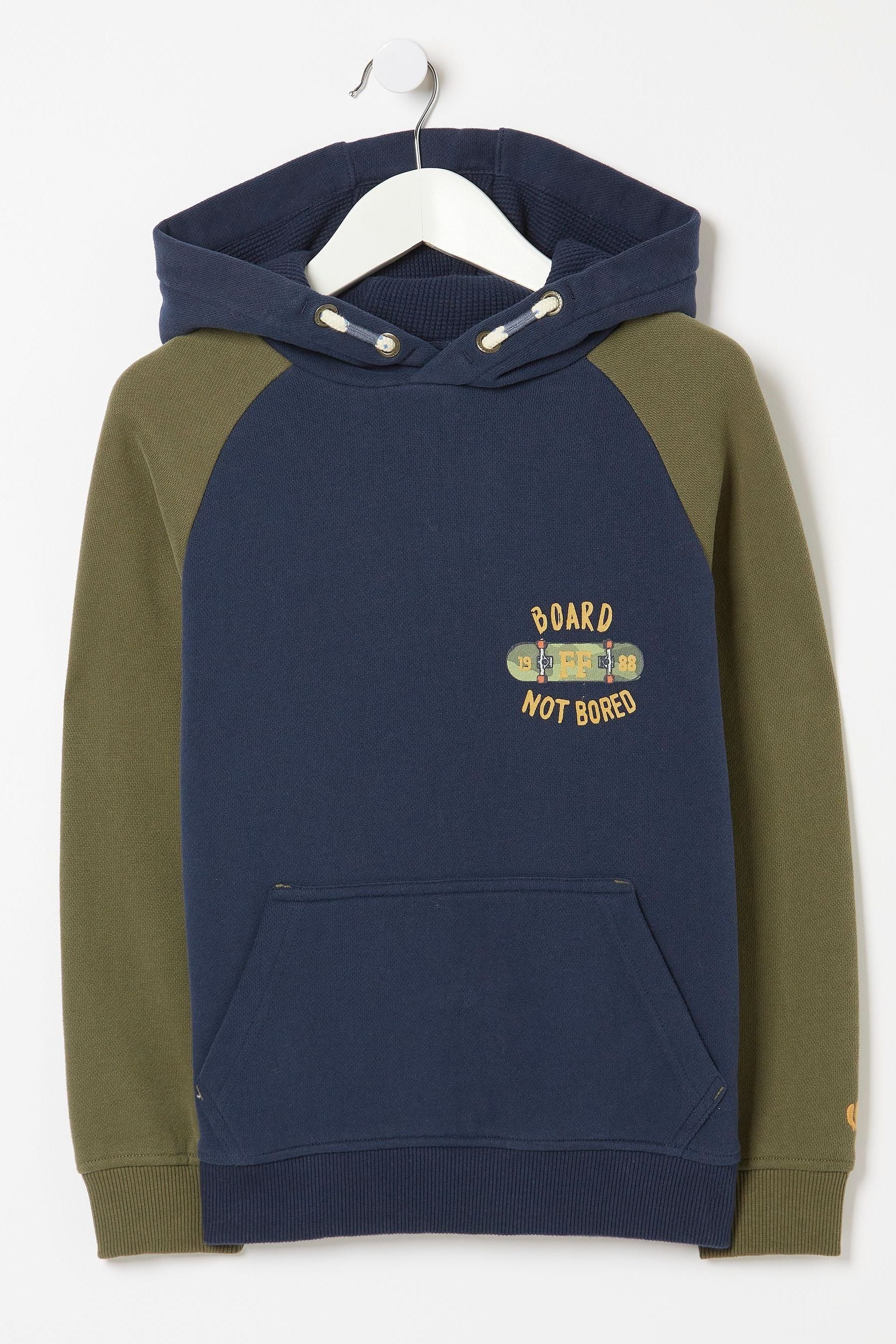 FatFace Blue Board Not Bored Popover Hoodie