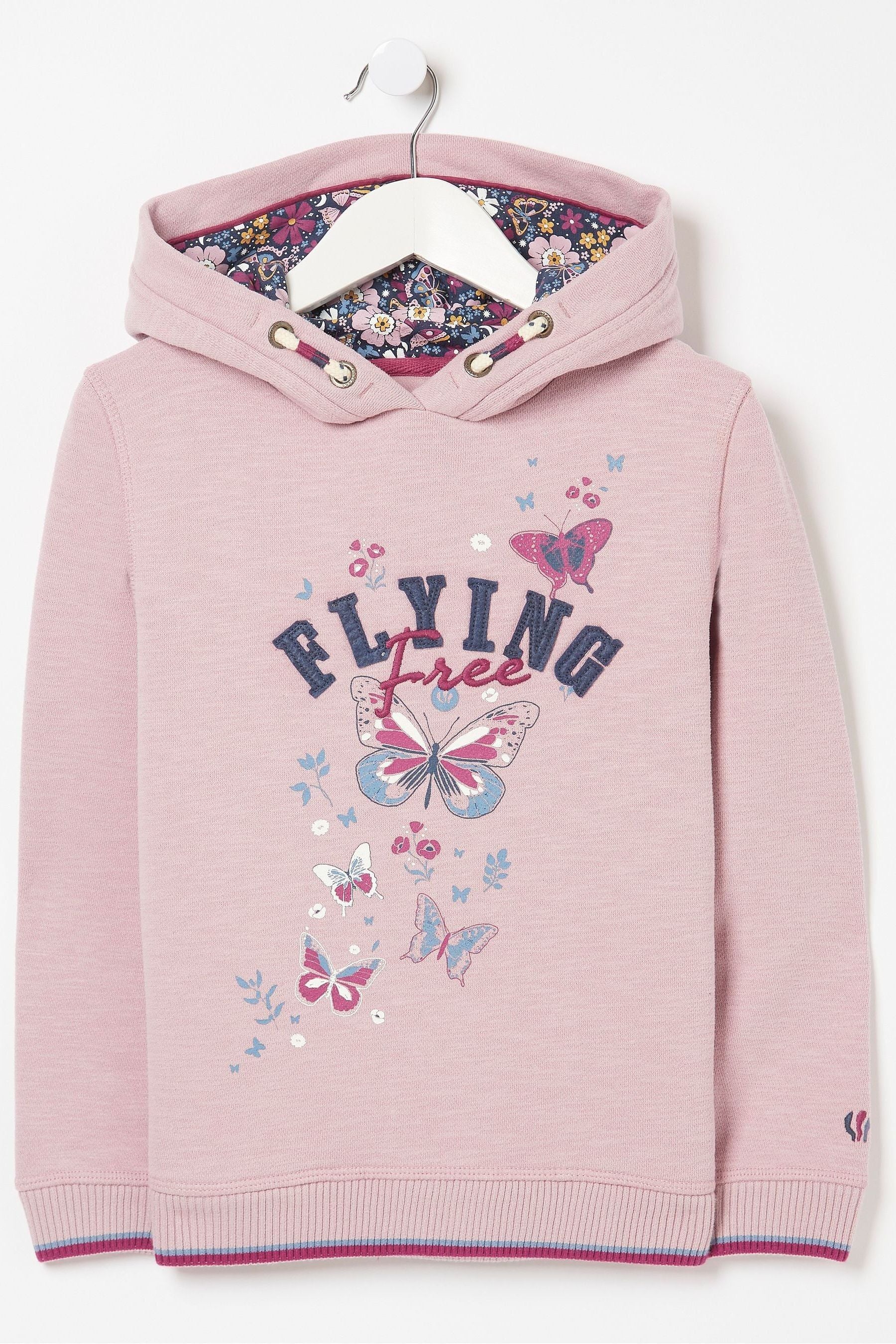 FatFace Purple Flying Butterflies Hoodie