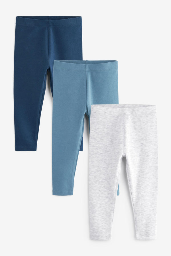 Blue 3 Pack Sueded Leggings (3mths-7yrs)