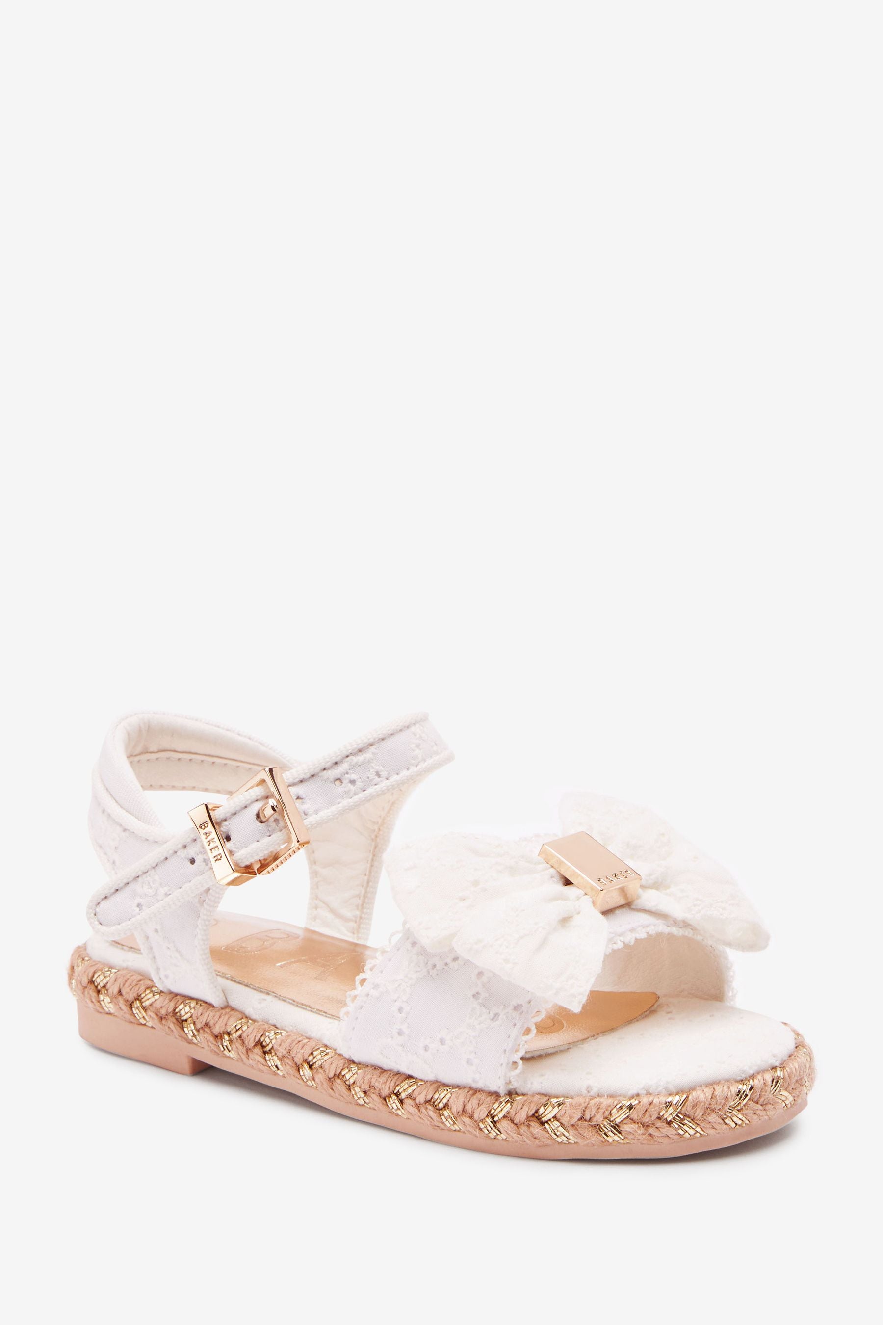 White Baker by Ted Baker White Broderie Bow Sandals