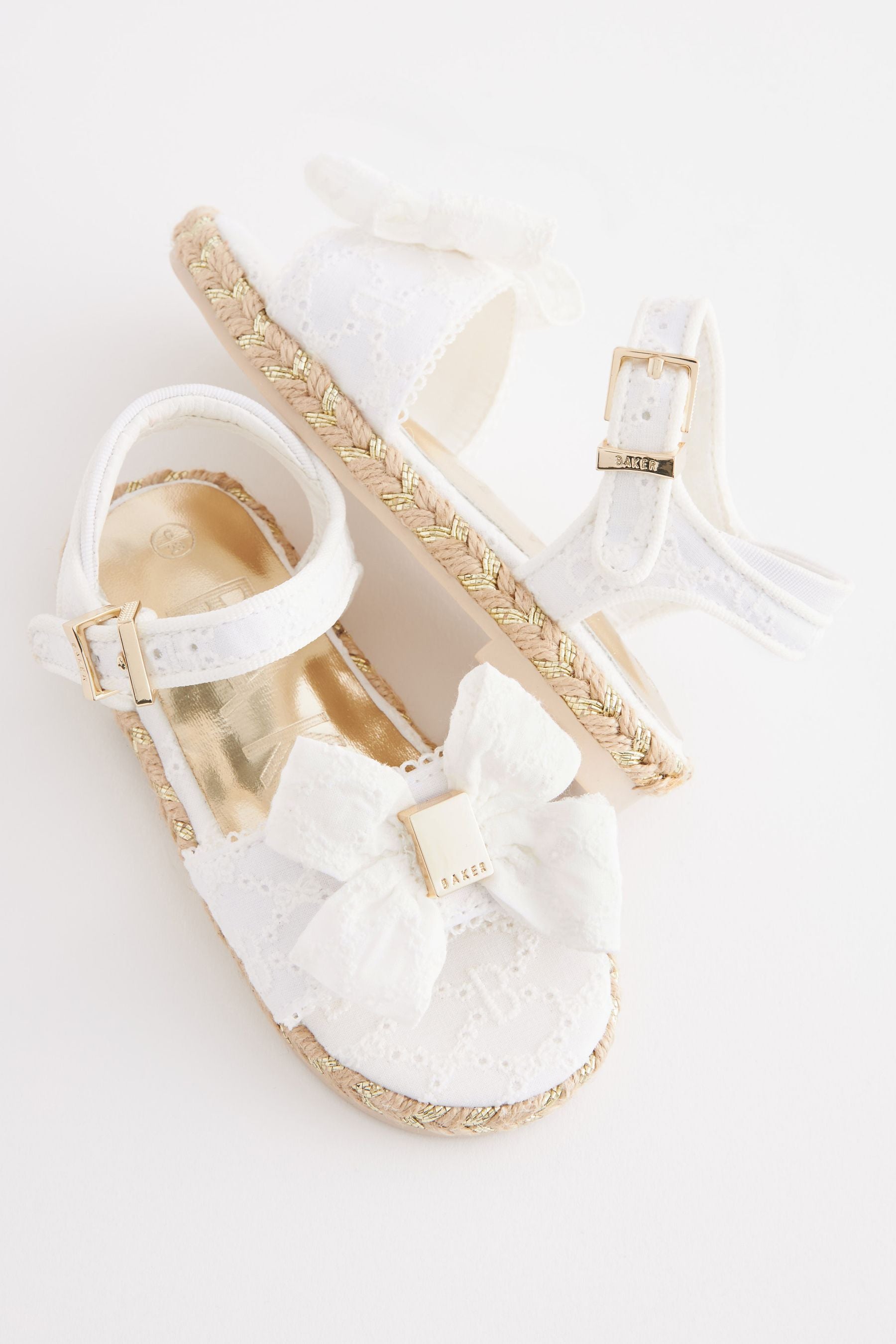 White Baker by Ted Baker White Broderie Bow Sandals