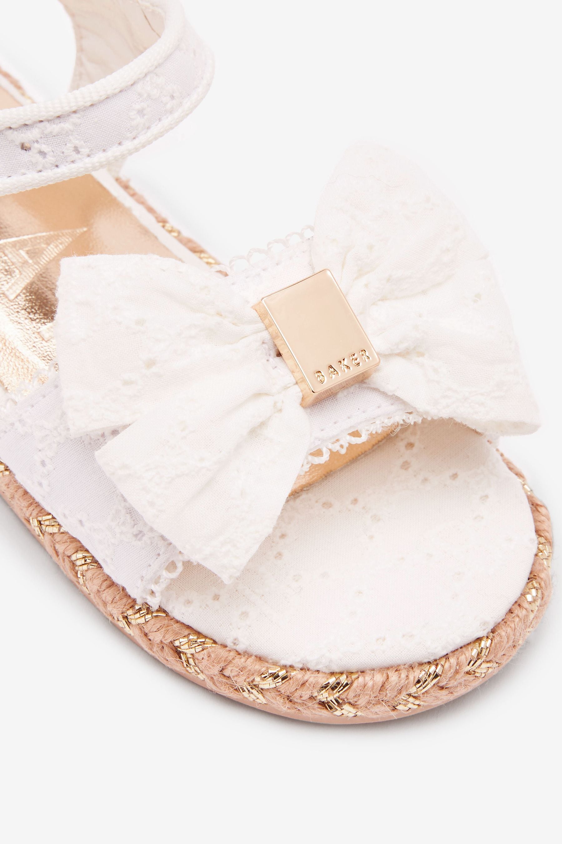 White Baker by Ted Baker White Broderie Bow Sandals